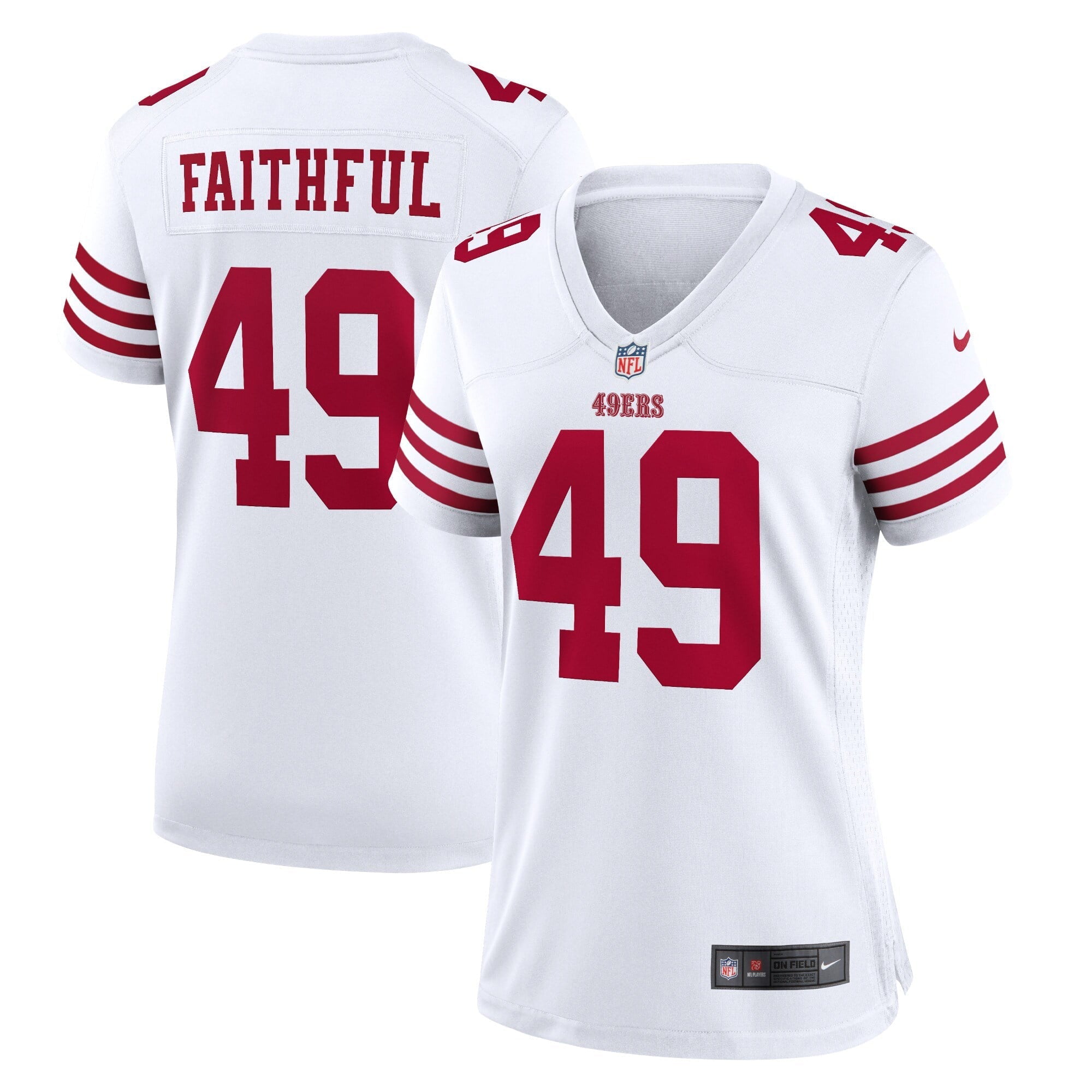 Women's Nike Faithful 49 White San Francisco 49ers Player Game Jersey - vstockx