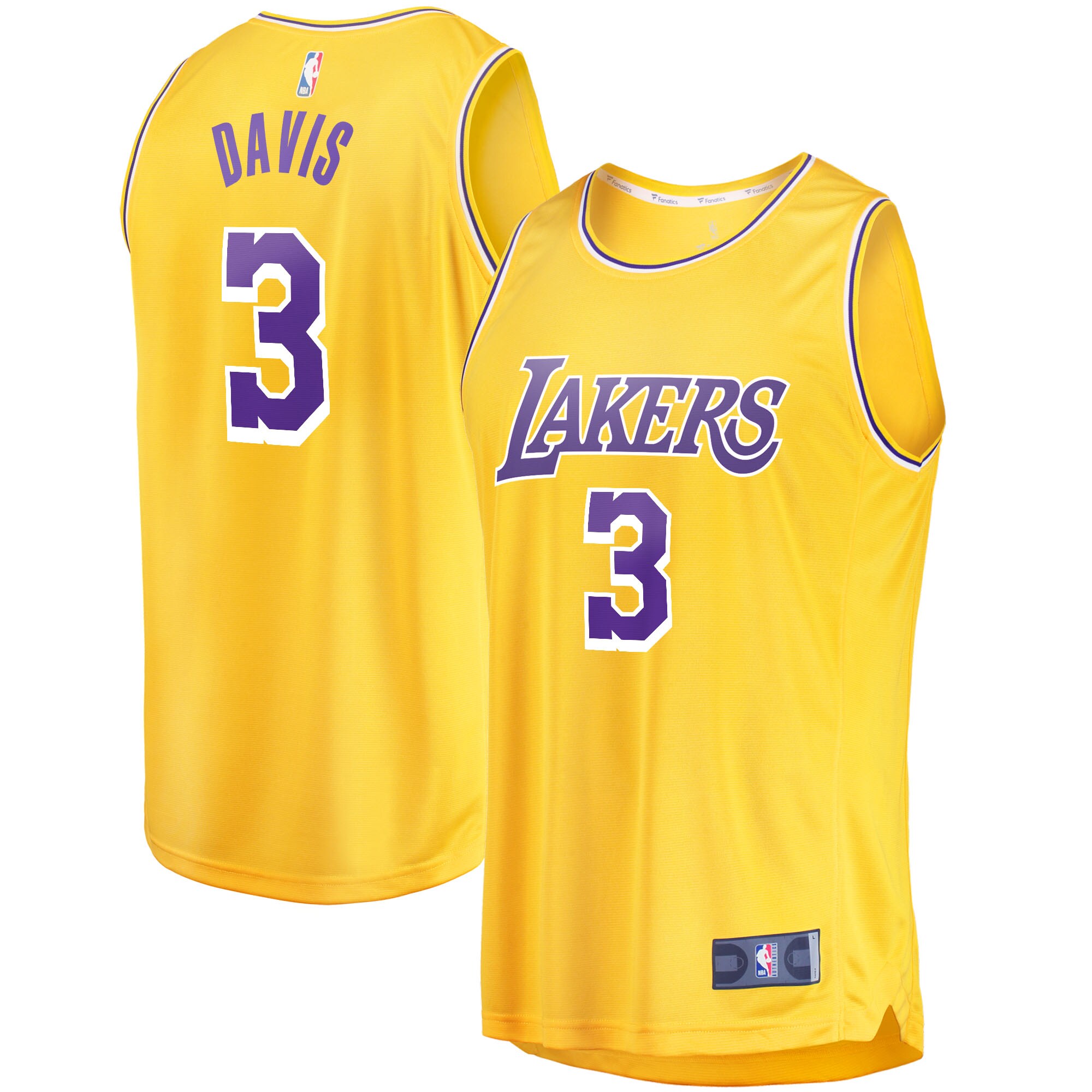 Anthony Davis Los Angeles Lakers Fanatics Branded 2021/22 Fast Break Replica Jersey - Icon Edition - Gold - vstockx