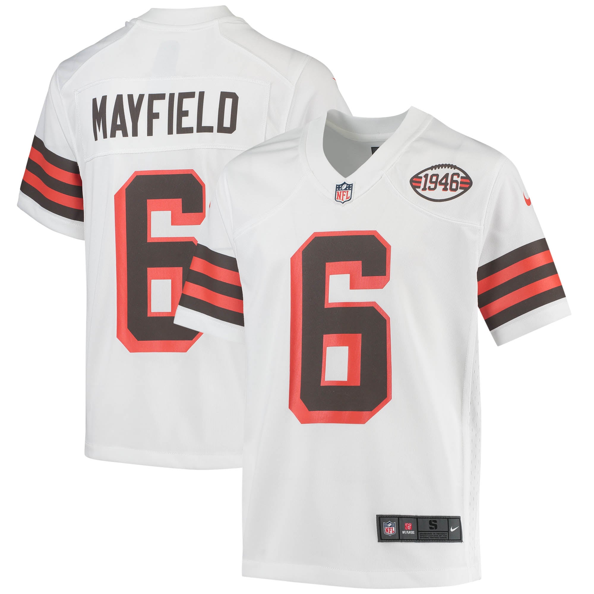 Baker Mayfield Cleveland Browns Nike Youth 1946 Collection Alternate Game Jersey - White - vstockx