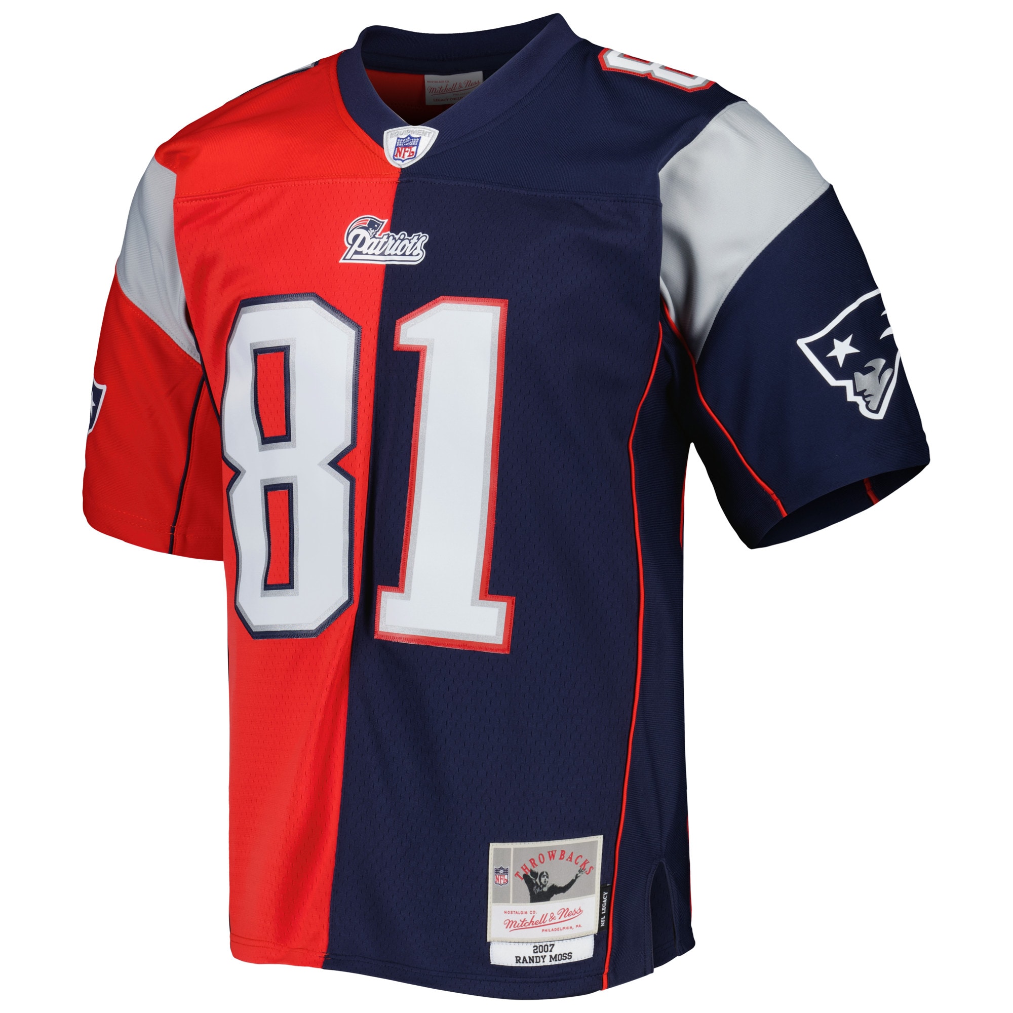 Randy Moss New England Patriots Mitchell & Ness 2007 Split Legacy Replica Jersey - Navy/Red - vstockx