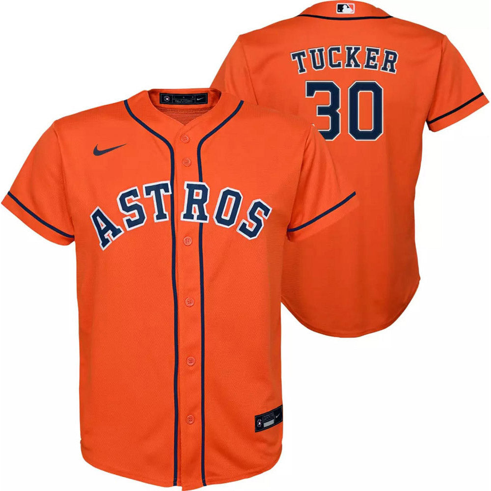 Youth Houston Astros Kyle Tucker Cool Base Replica Alternate Jersey - Orange - vstockx