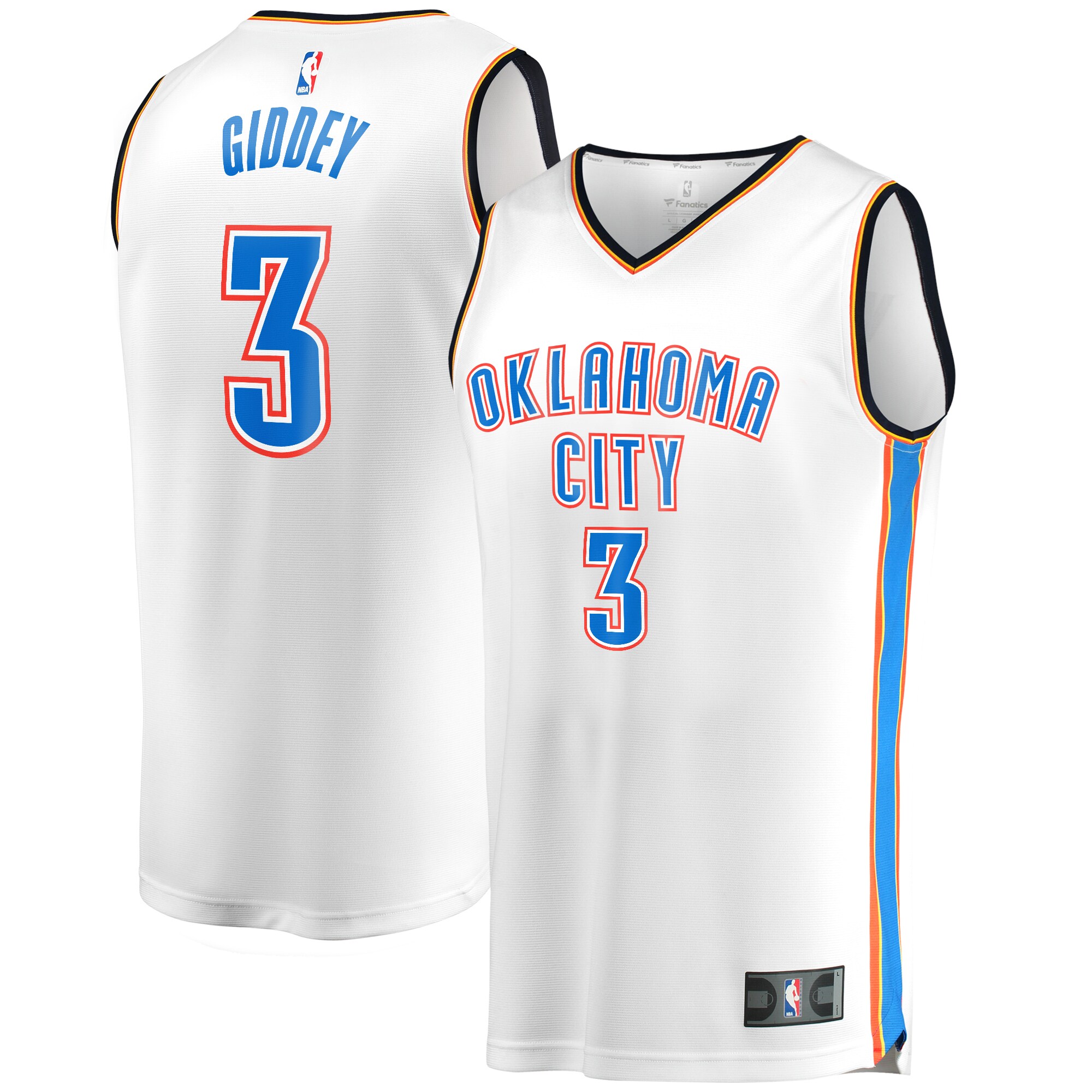 Josh Giddey Oklahoma City Thunder Fanatics Branded Fast Break Replica Jersey - Association Edition - White - vstockx