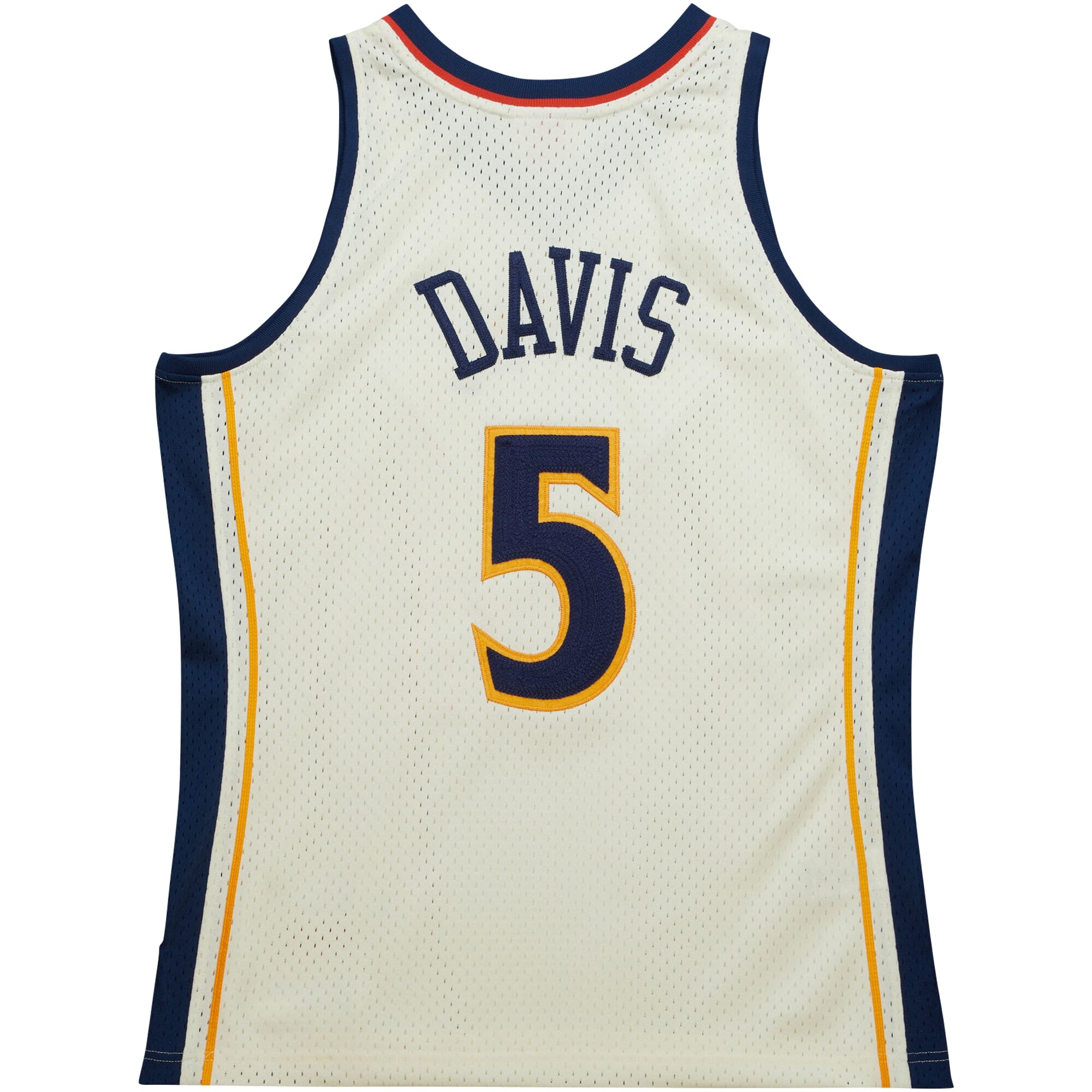 Baron Davis Golden State Warriors Mitchell & Ness Chainstitch Swingman Jersey - Cream - vstockx