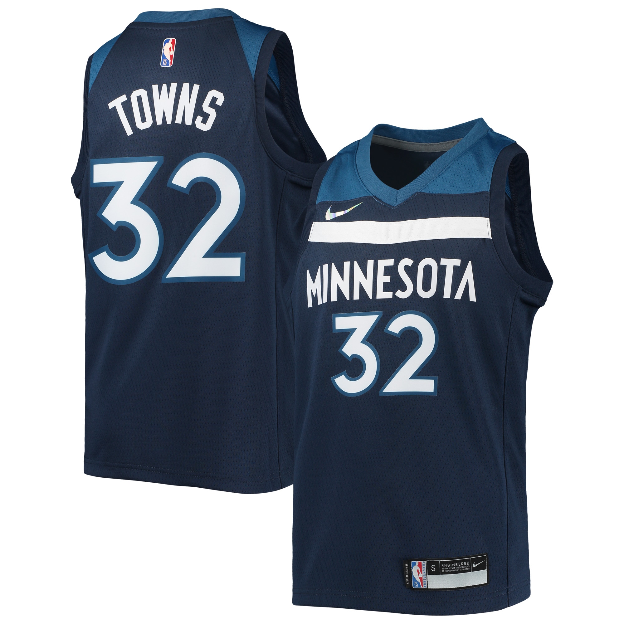 Karl-Anthony Towns Minnesota Timberwolves Nike Youth 2021/22 Diamond Swingman Jersey - Icon Edition - Navy - vstockx