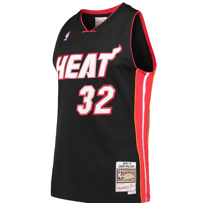 Men's Miami Heat Shaquille O'Neal Mitchell & Ness Black 2005-06 Hardwood Classics Swingman Jersey - vstockx