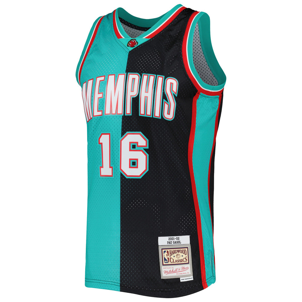 Men's Memphis Grizzlies Pau Gasol 2001-02 Hardwood Classic Jersey - Black/Turquoise - vstockx