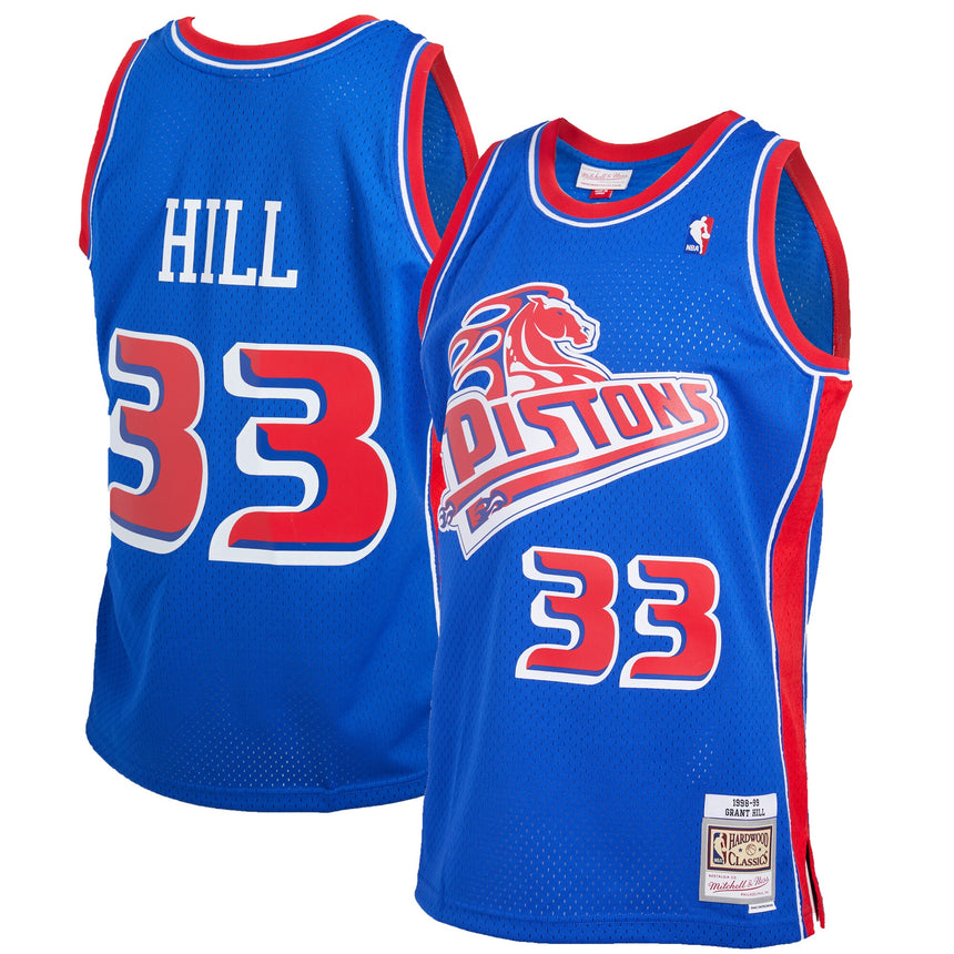 Men's Detroit Pistons Grant Hill Mitchell & Ness Blue 1998-99 Hardwood Classics Reload 2.0 Swingman Jersey - vstockx