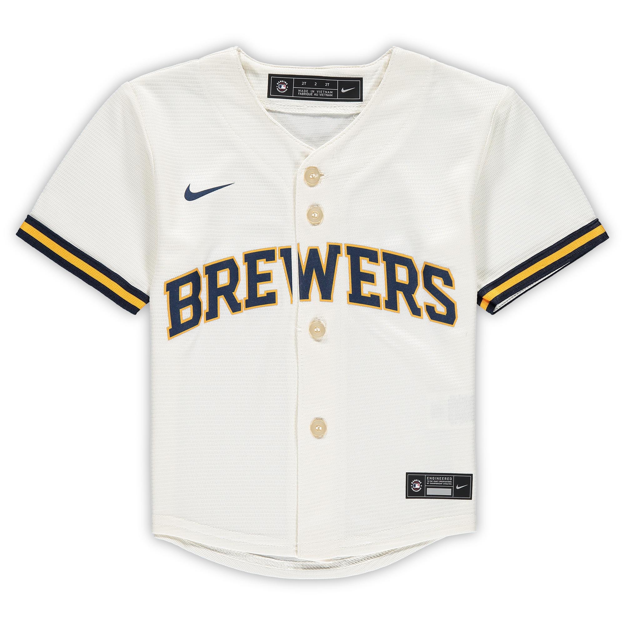Milwaukee Brewers Nike Toddler Replica Team Jersey - Cream - vstockx