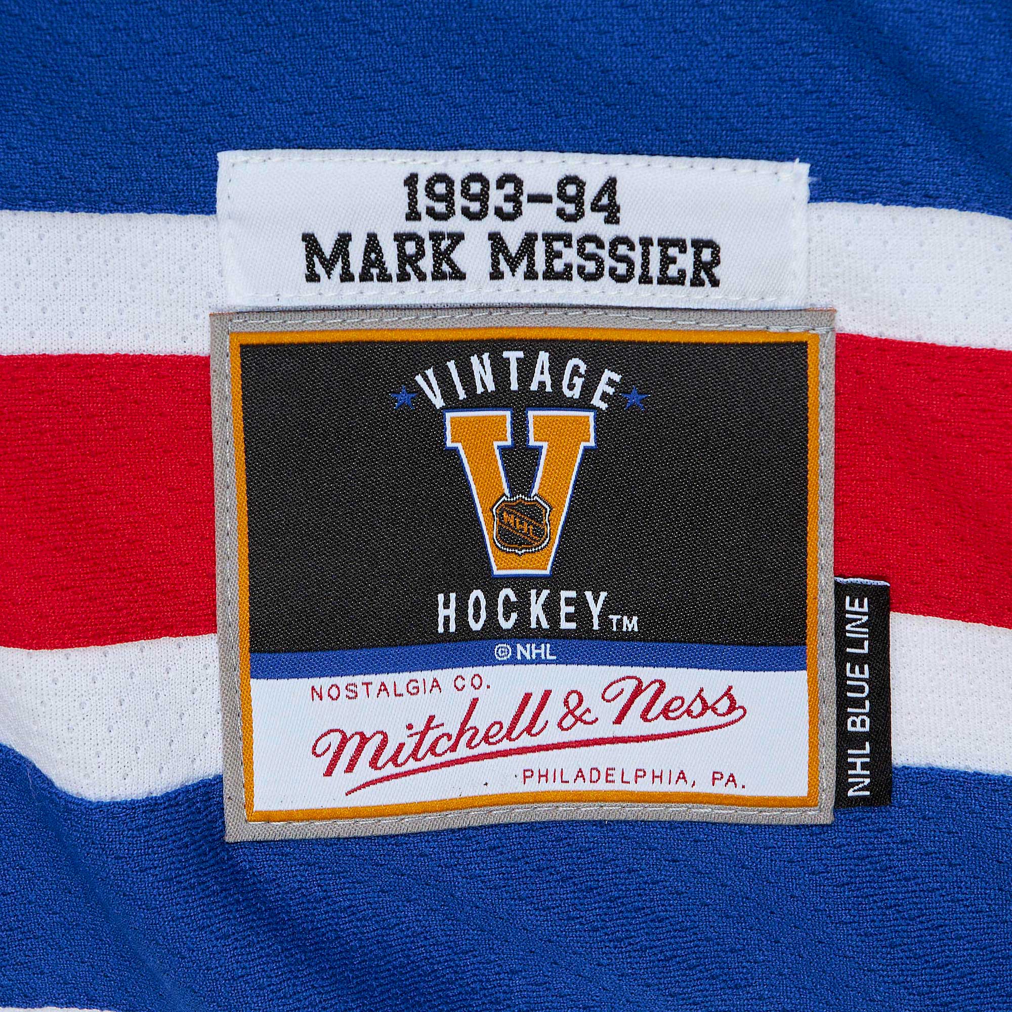 Mark Messier New York Rangers Mitchell & Ness 1993/94 Captain Patch Blue Line Player Jersey - White - vstockx
