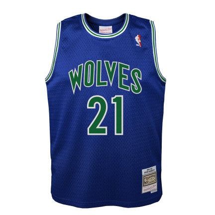 Youth Minnesota Timberwolves Kevin Garnett Mitchell & Ness Blue 1995-96 Hardwood Classics Swingman Jersey - vstockx