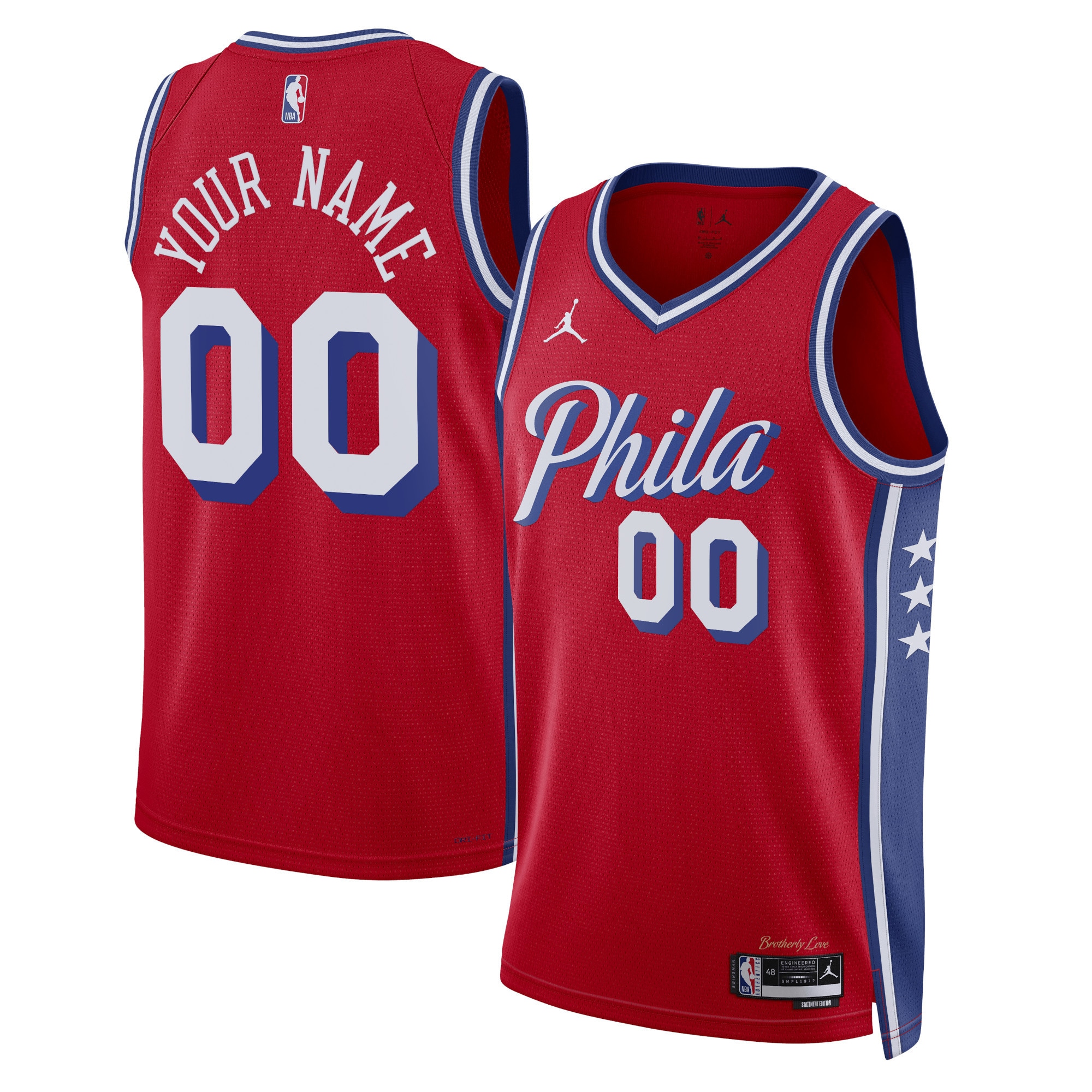 Philadelphia 76ers Jordans Brand Unisex 2022/23 Swingman Custom Jersey - Statement Edition - Red - vstockx