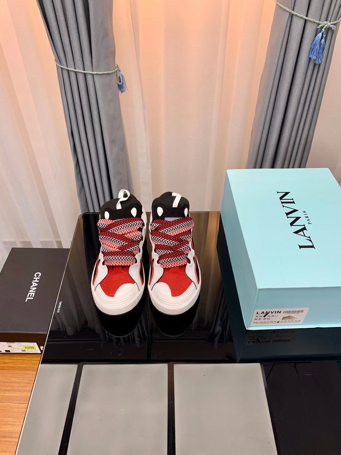 Lanvin Leather Curb Red and white - vstockx