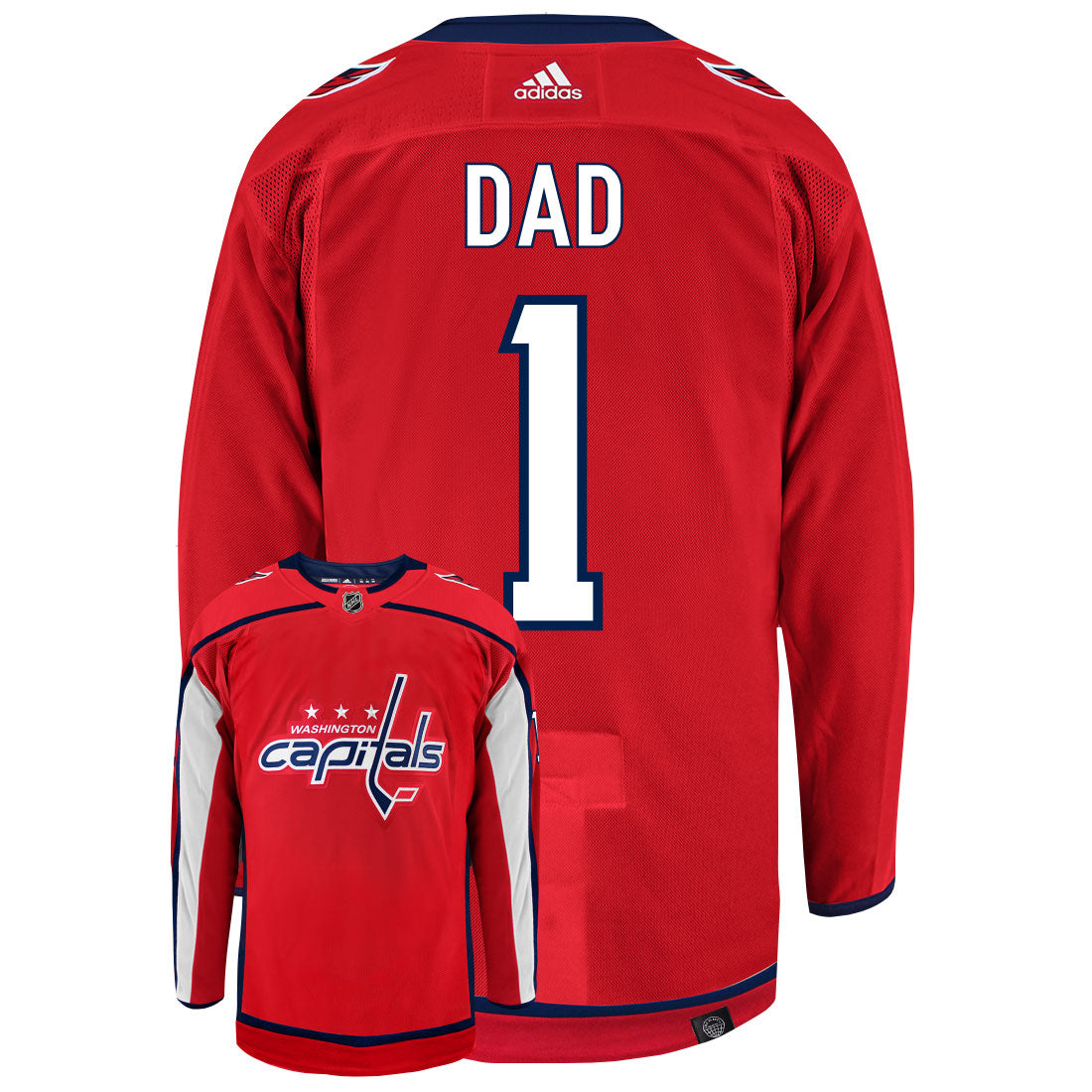 Washington Capitals Dad Number One Adidas Primegreen Authentic NHL Hockey Jersey - vstockx