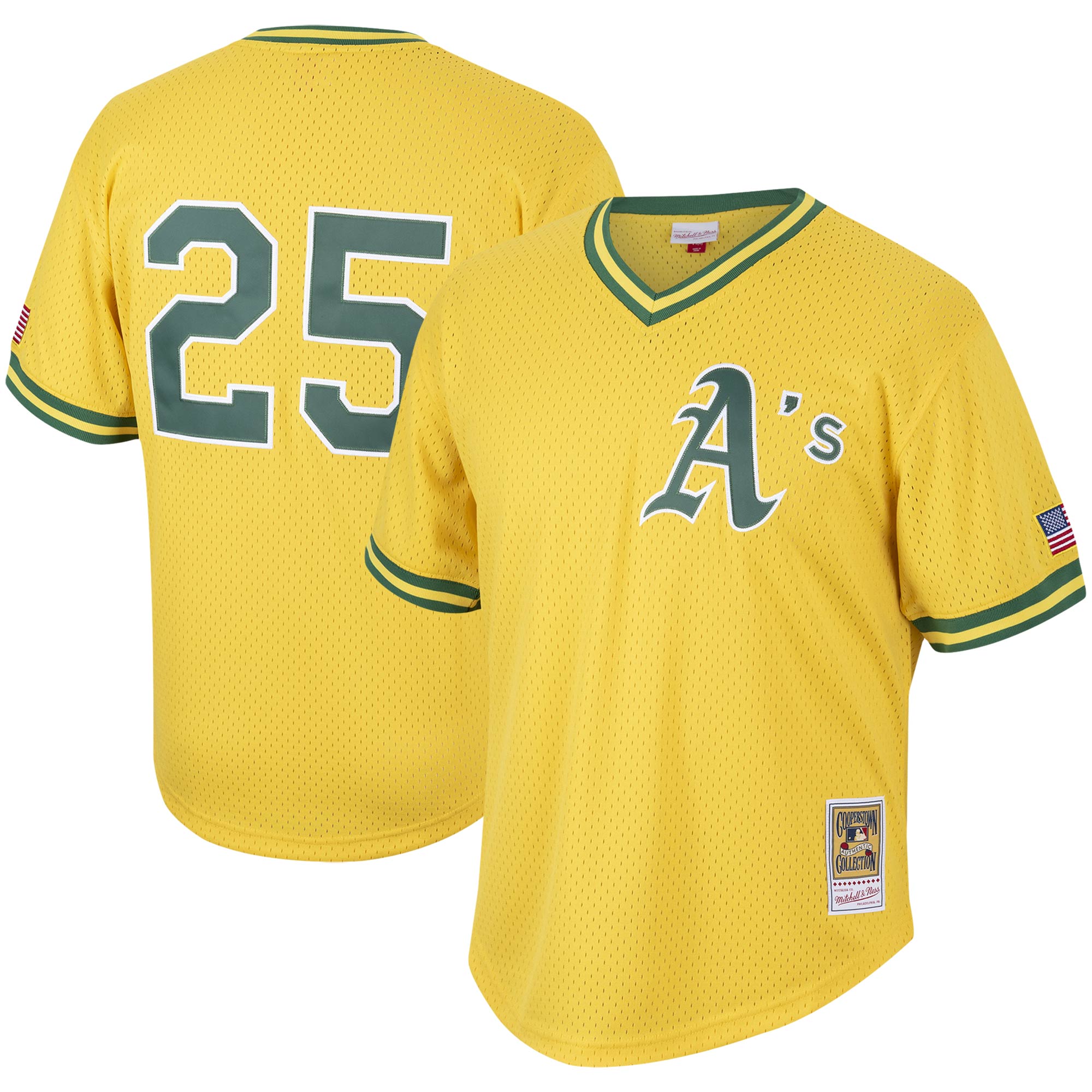 Mark McGwire Oakland Athletics Mitchell & Ness Cooperstown Collection Mesh Batting Practice Jersey - Gold - vstockx