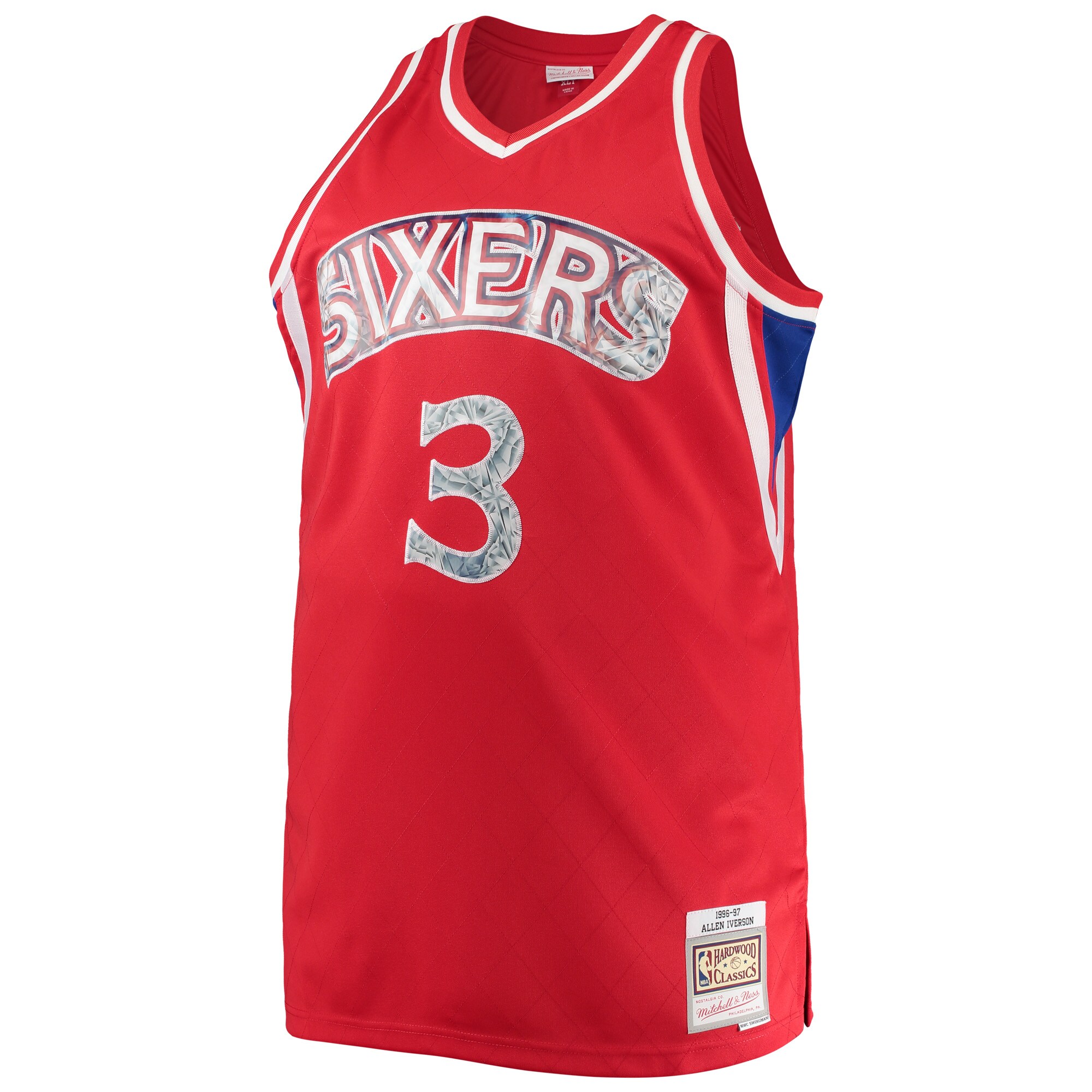 Allen Iverson Philadelphia 76ers Mitchell & Ness Big & Tall 1996-97 NBA 75th Anniversary Diamond Swingman Jersey - Red - vstockx
