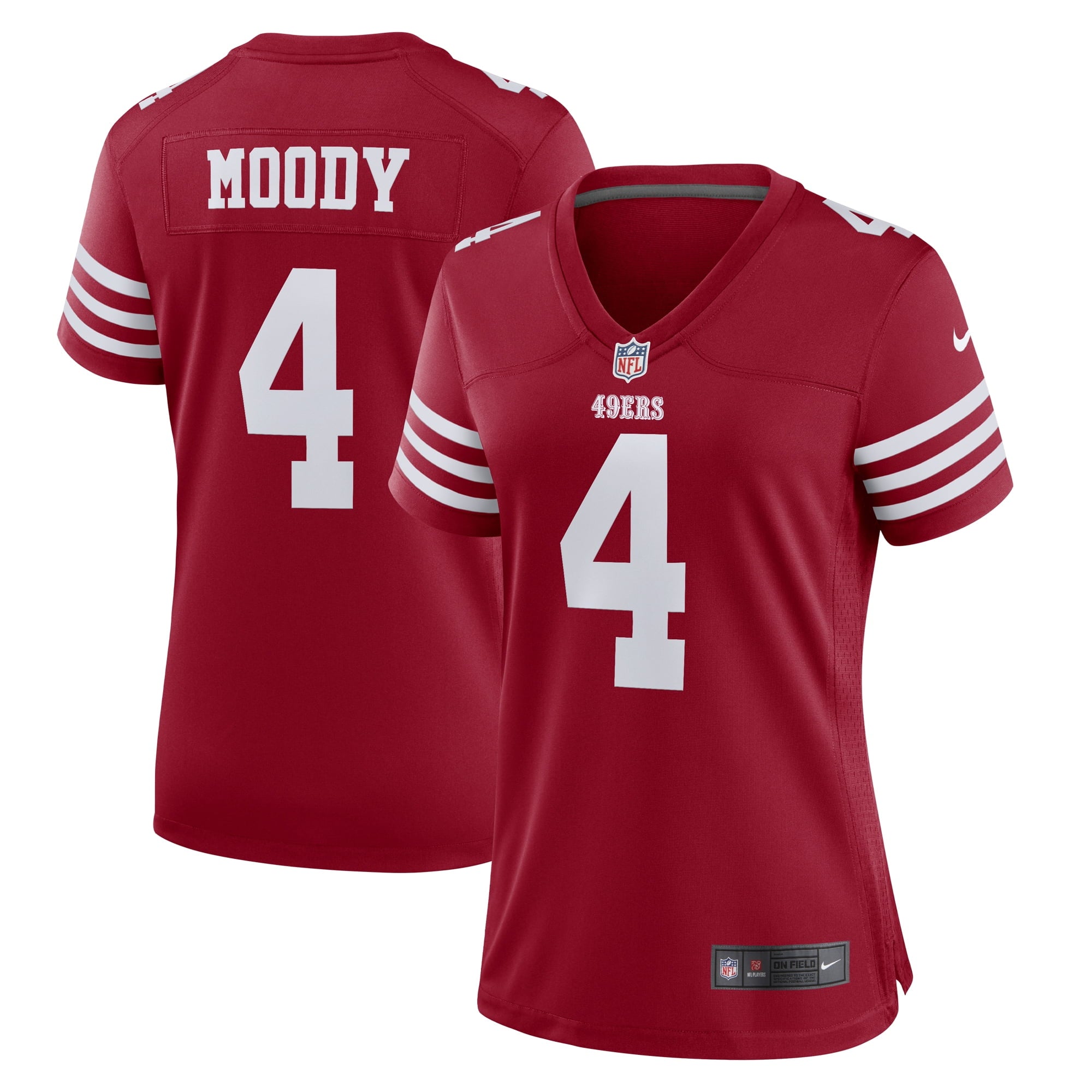 Women's Nike Jake Moody Scarlet San Francisco 49ers Team Game Jersey - vstockx