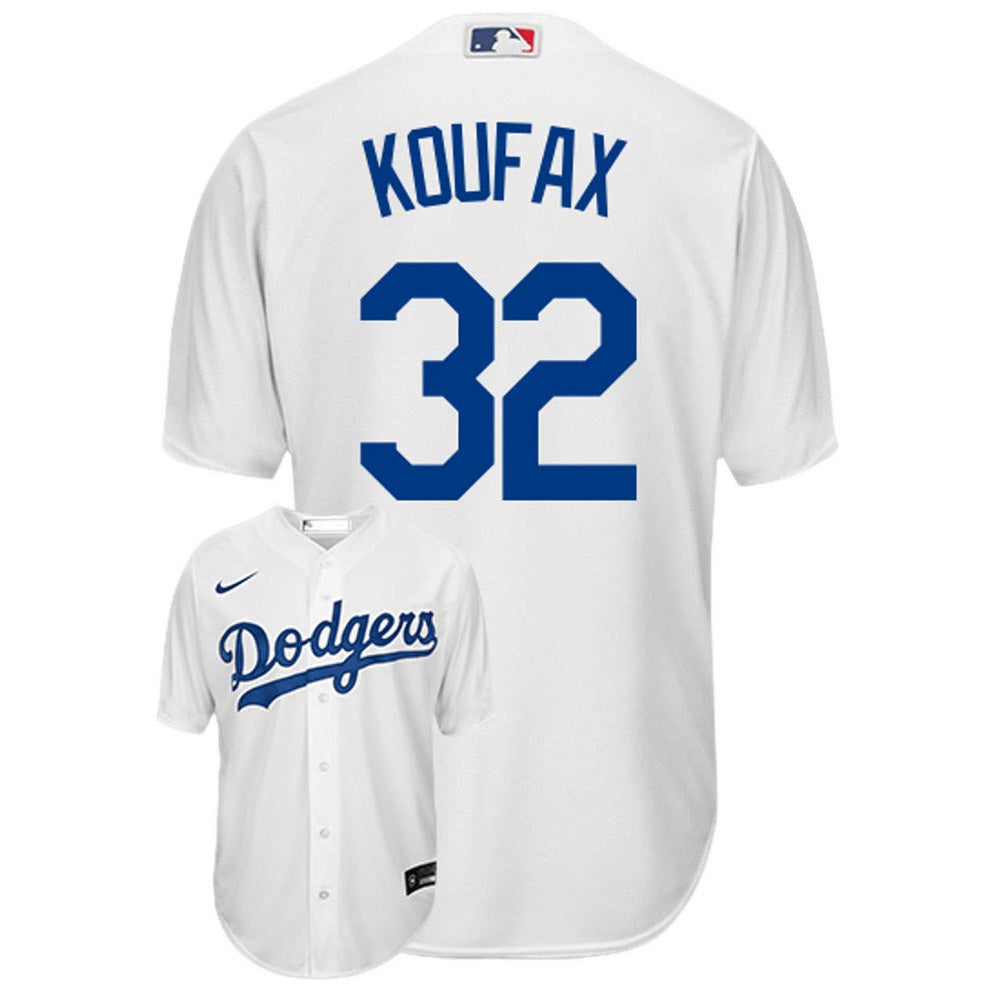 Youth Los Angeles Dodgers Sandy Koufax Replica Home Jersey - White - vstockx