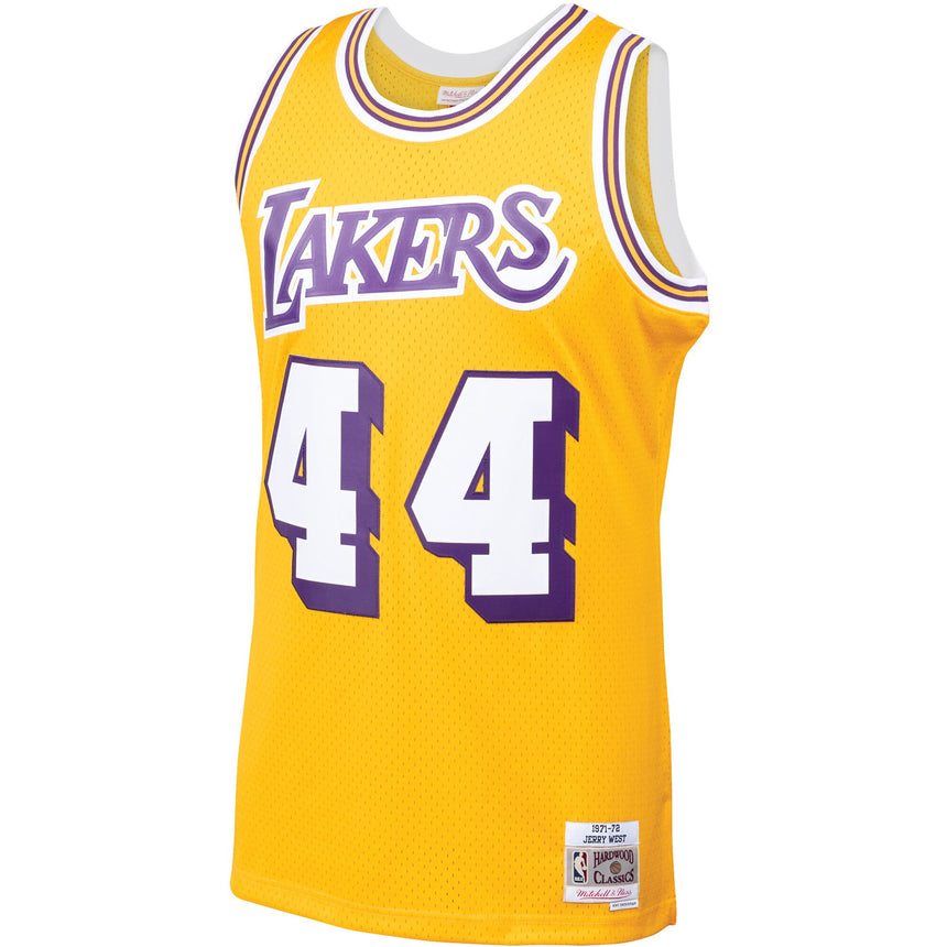Mens Jerry West Los Angeles Lakers Mitchell & Ness Gold 1971-72 Hardwood Classics Swingman Jersey - vstockx