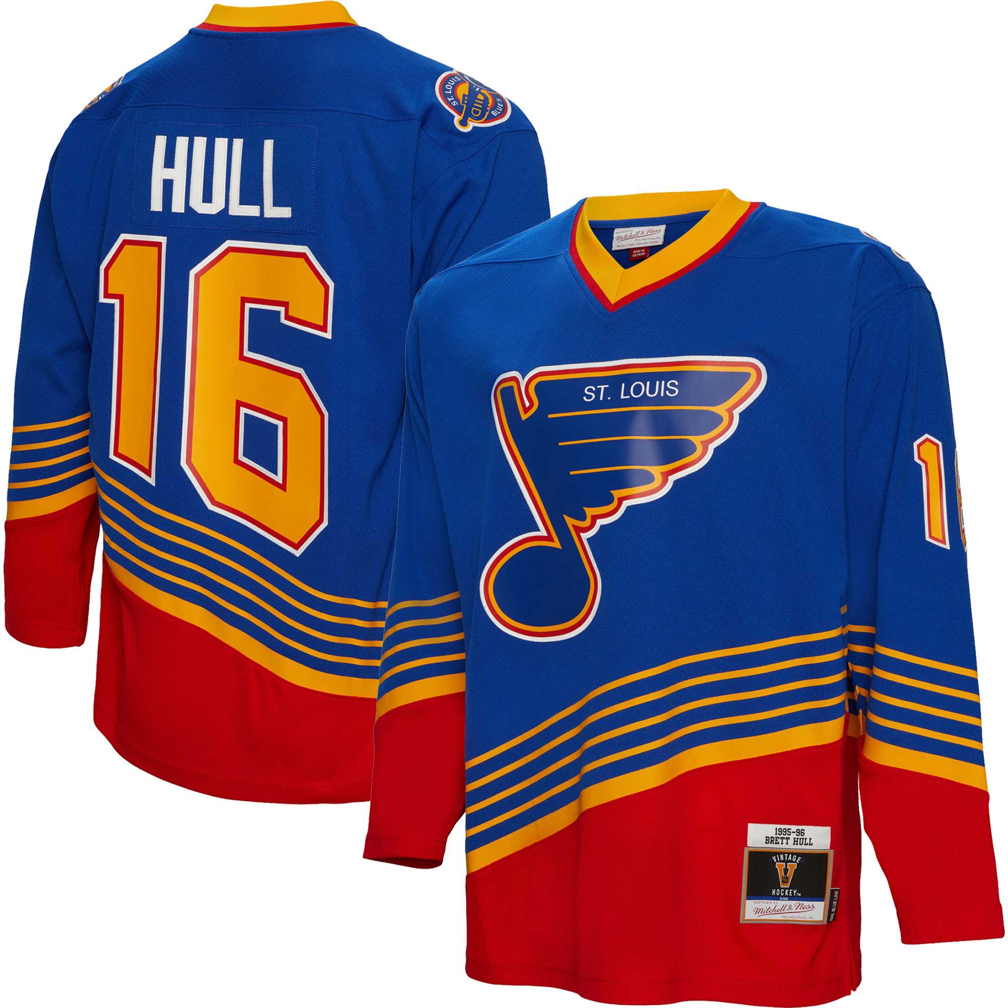 Brett Hull St. Louis Blues Mitchell & Ness 1995/96 Blue Line Player Jersey - Blue - vstockx