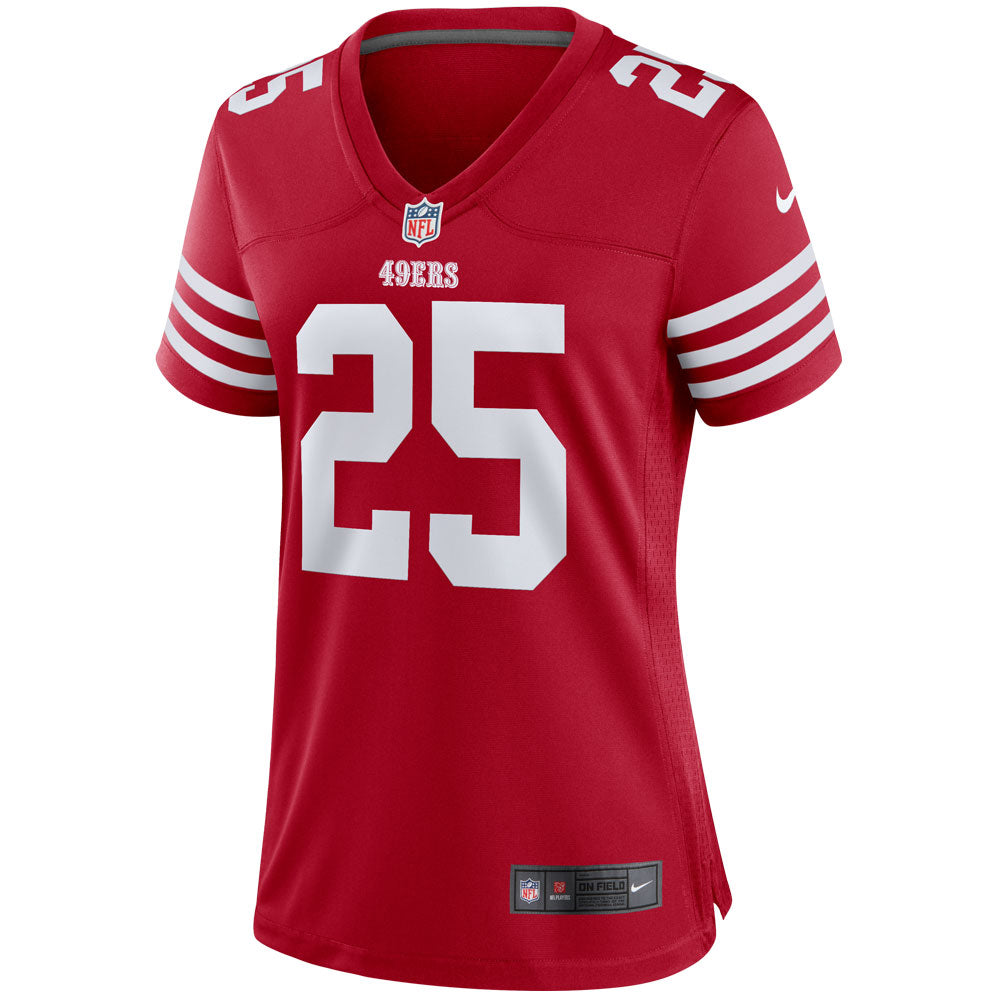 Women's Nike Elijah Mitchell Scarlet San Francisco 49ers Team Player Game Jersey - vstockx