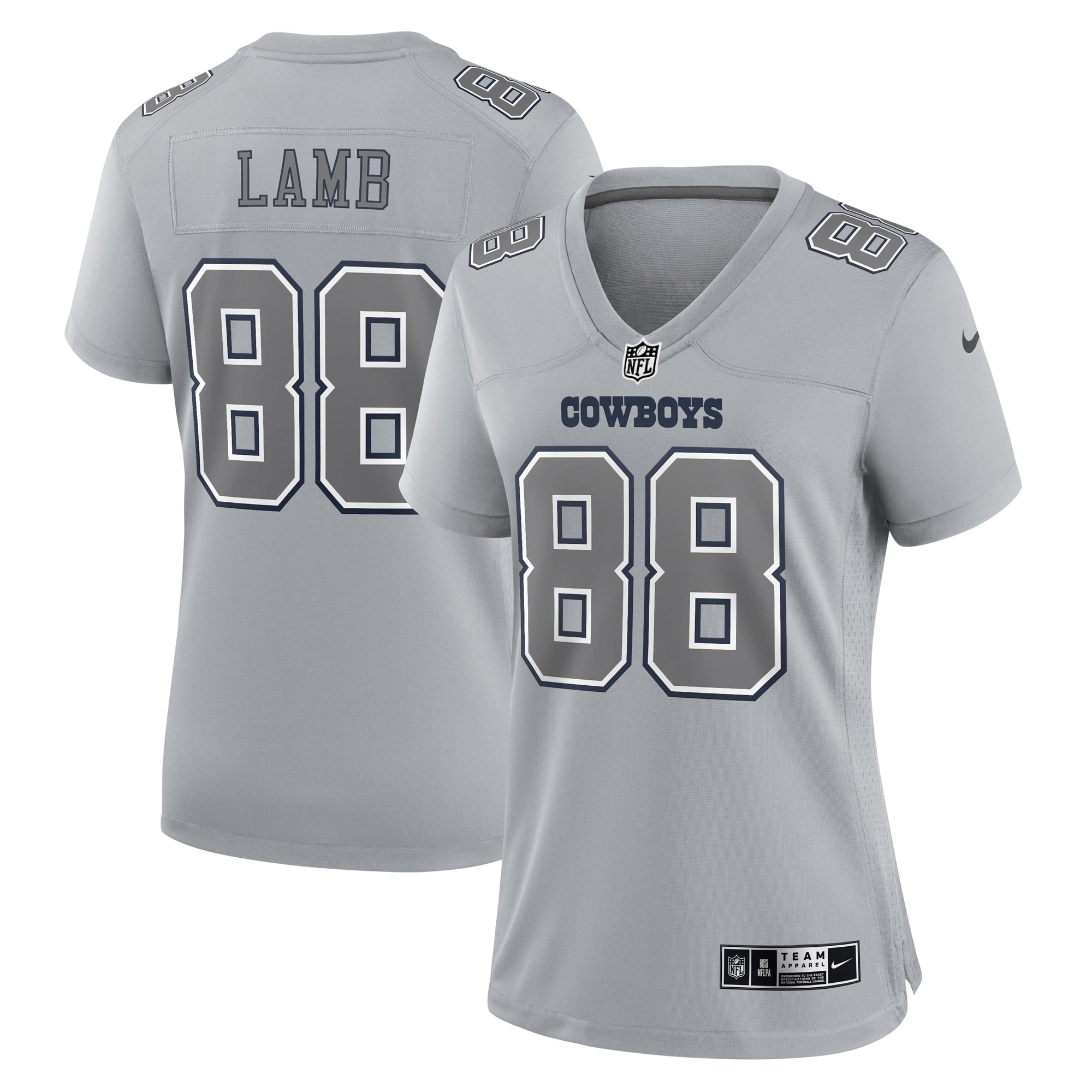 Women's Nike CeeDee Lamb Gray Dallas Cowboys Atmosphere Fashion Game Jersey - vstockx