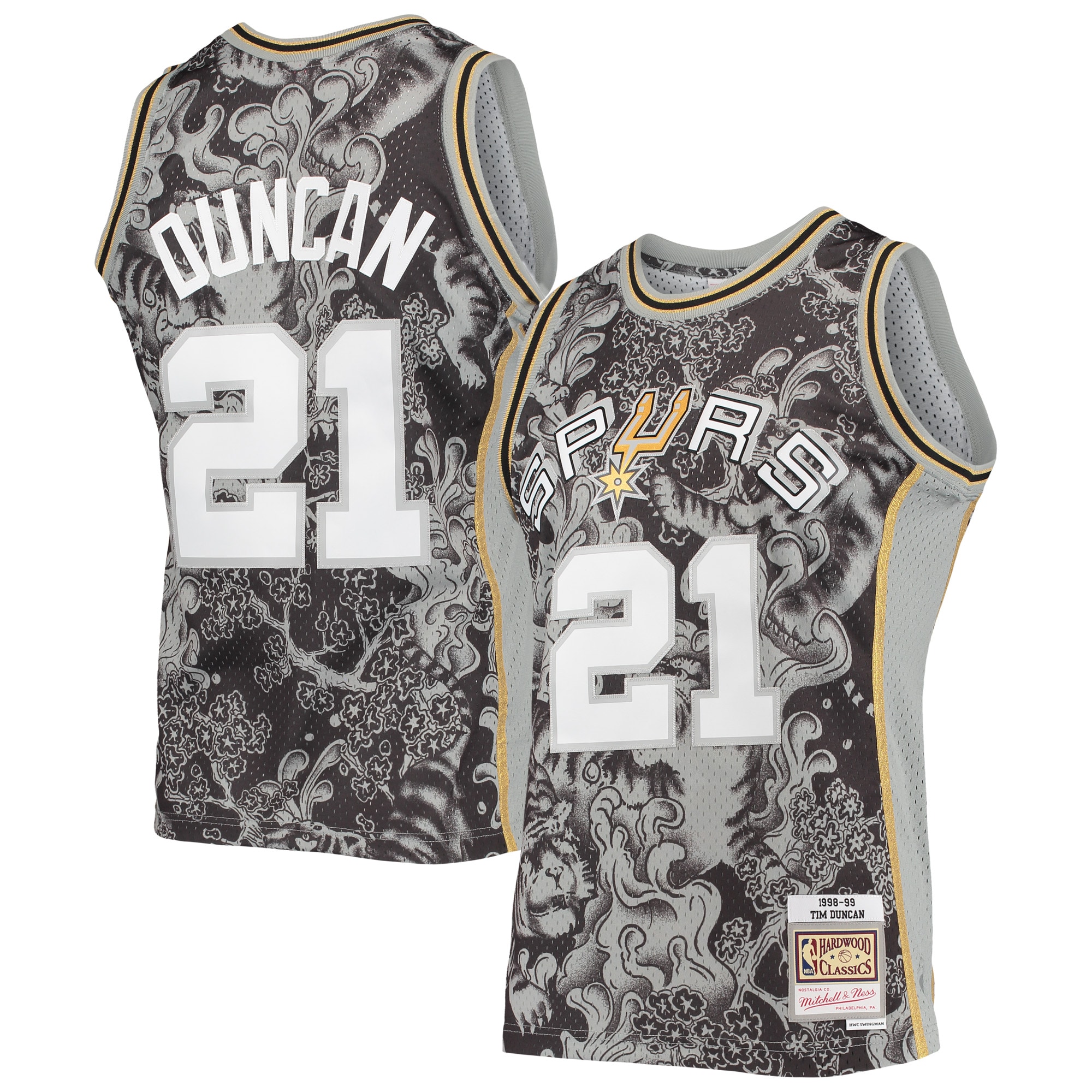 Tim Duncan San Antonio Spurs Mitchell & Ness Hardwood Classics 1998/99 Lunar New Year Swingman Jersey - Black - vstockx