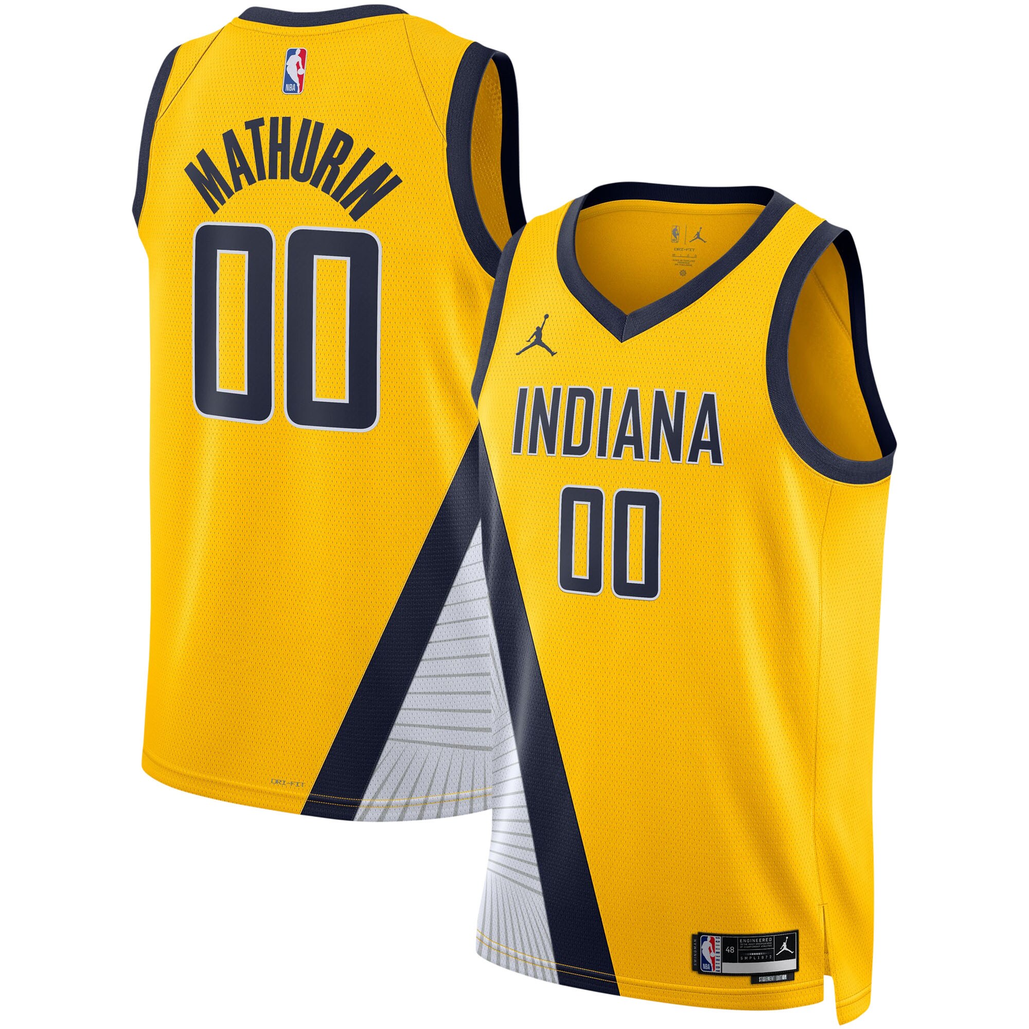 Bennedict Mathurin Indiana Pacers Jordans Brand Unisex Swingman Jersey - Statement Edition - Gold - vstockx