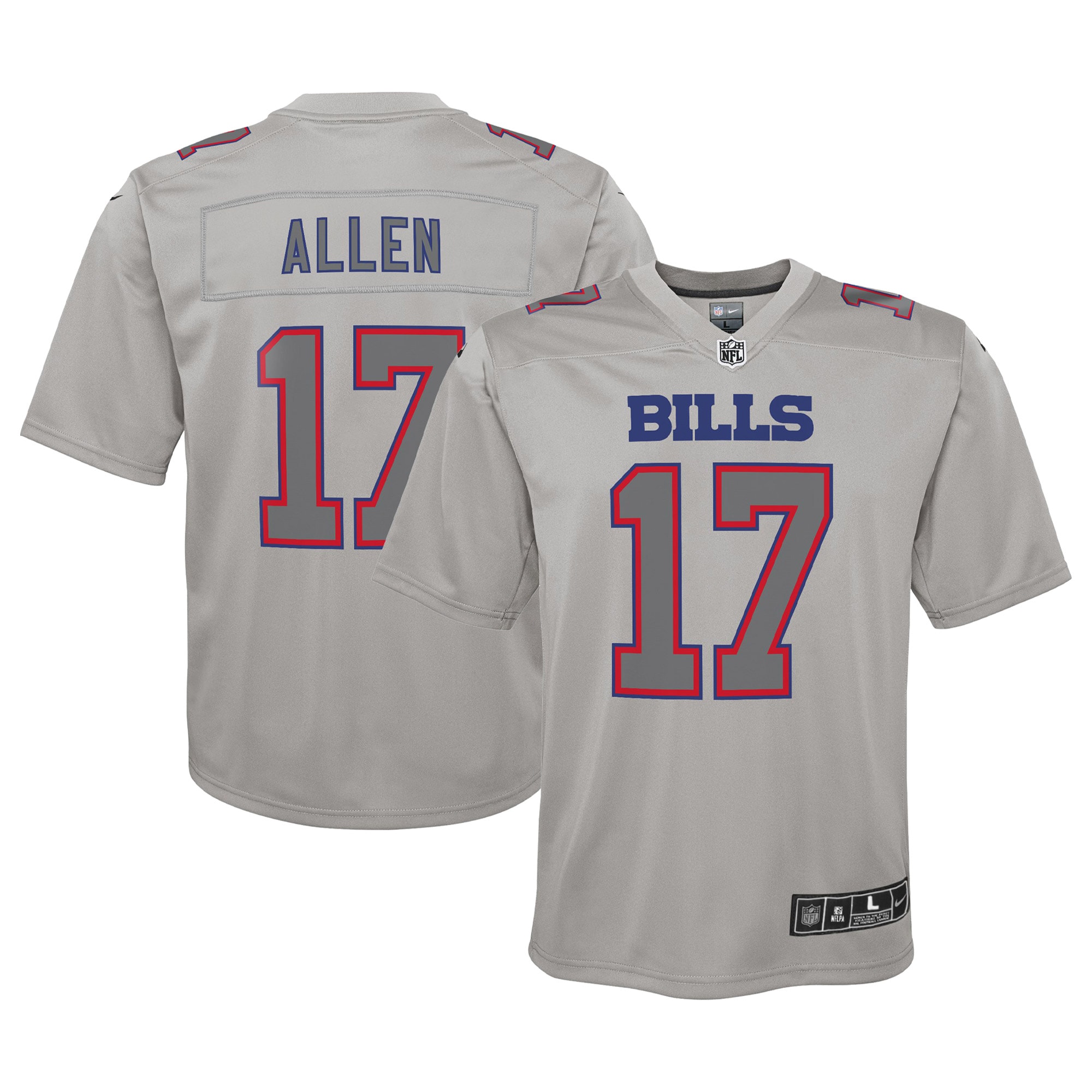 Josh Allen Buffalo Bills Nike Youth Atmosphere Game Jersey - Gray - vstockx