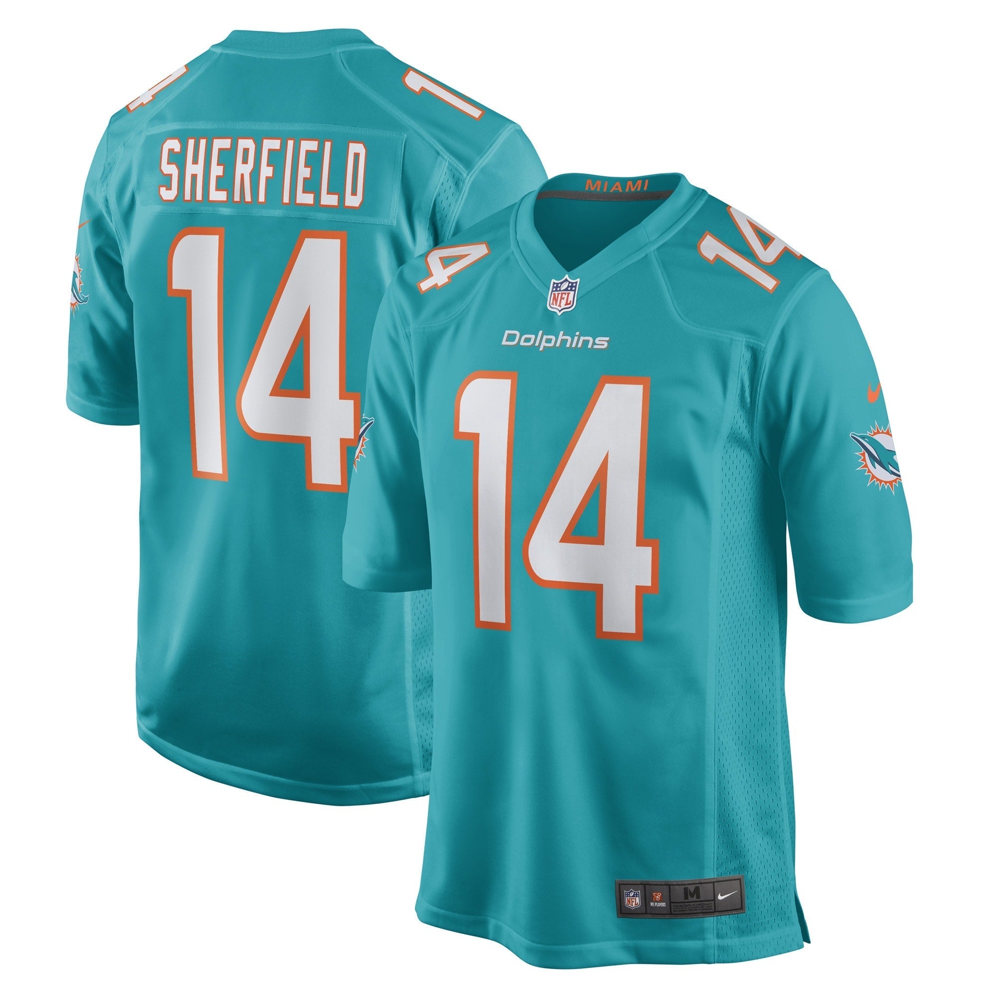 Men's Nike Trent Sherfield Aqua Miami Dolphins Game Player Jersey - vstockx