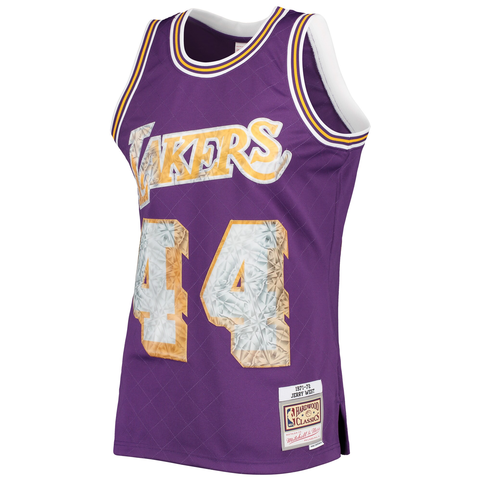 Jerry West Los Angeles Lakers Mitchell & Ness 1996-97 Hardwood Classics NBA 75th Anniversary Diamond Swingman Jersey - Purple - vstockx