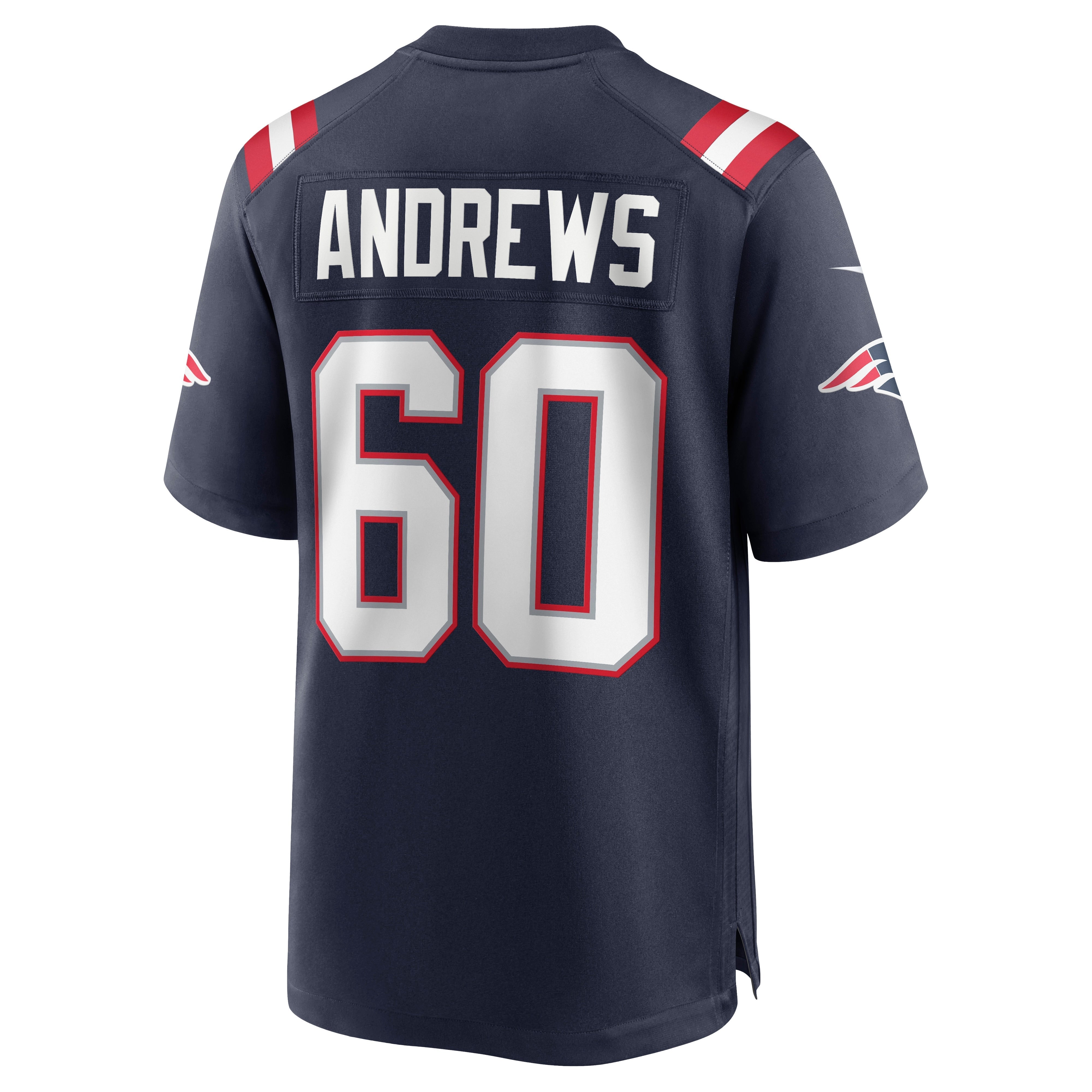 Men's Nike David Andrews Navy New England Patriots Game Jersey - vstockx