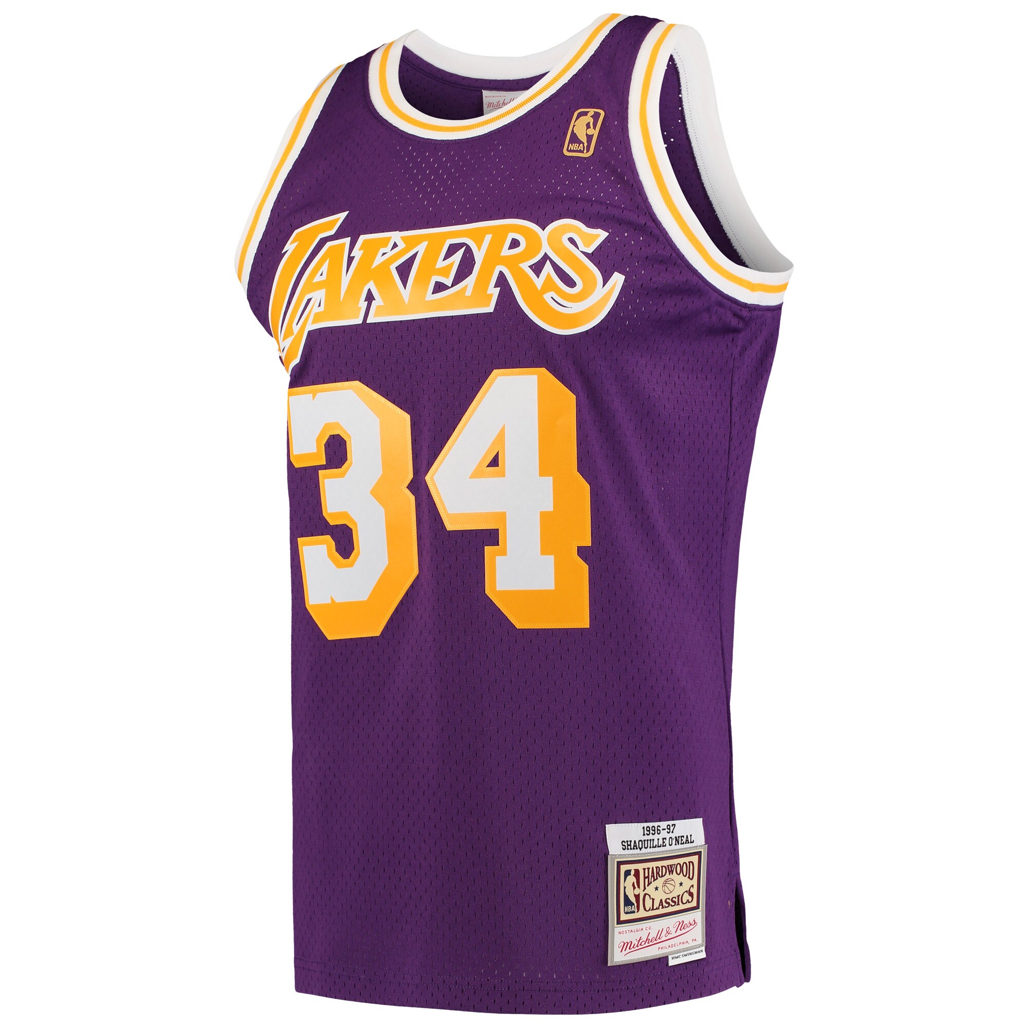 Shaquille O'Neal Los Angeles Lakers Mitchell & Ness Hardwood Classics Swingman Jersey - Purple - vstockx