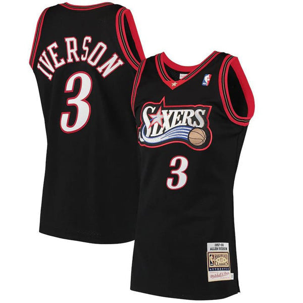 Men's Philadelphia 76ers Allen Iverson 1997 Hardwood Classics Jersey - Black - vstockx