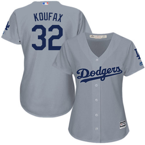 Women's Los Angeles Dodgers Sandy Koufax Replica Road Jersey - Gray - vstockx
