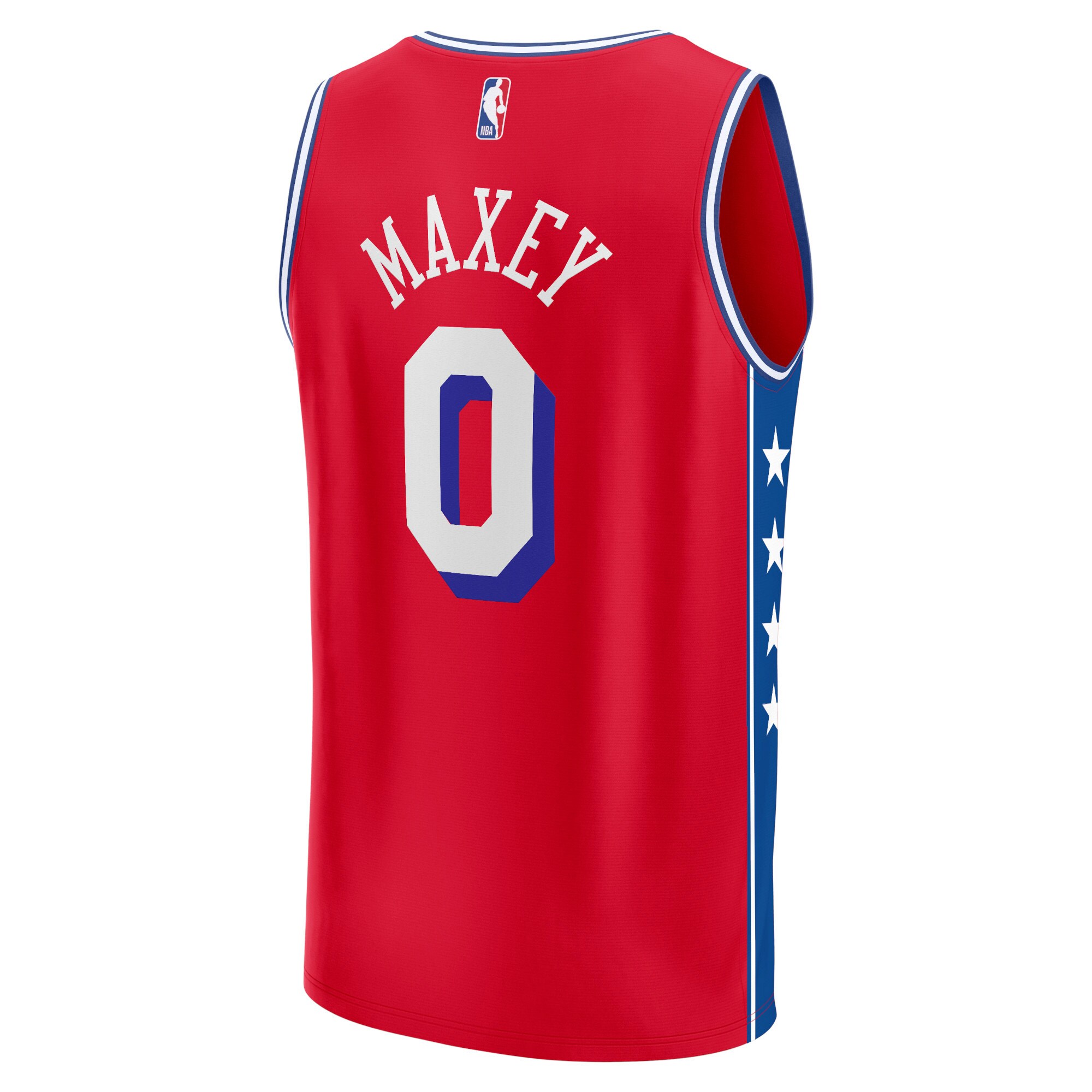 Tyrese Maxey Philadelphia 76ers Fanatics Branded Fast Break Replica Player Jersey - Statement Edition - Red - vstockx