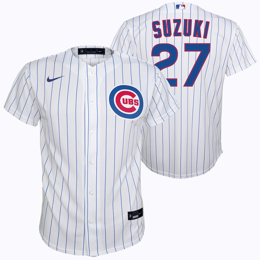 Youth Seiya Suzuki Chicago Cubs White Home Replica Jersey - vstockx