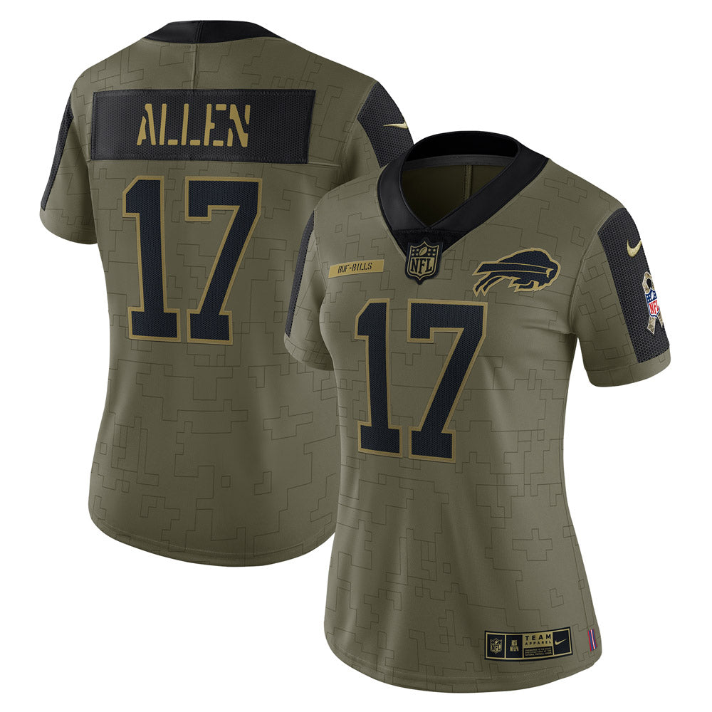 Women's Buffalo Bills Josh Allen Salute To Service Limited Player Jersey- Olive - vstockx