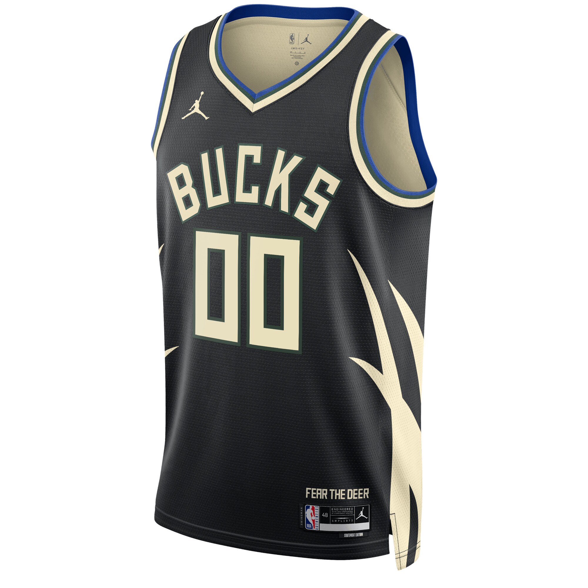 Milwaukee Bucks Jordans Brand Unisex 2022/23 Swingman Custom Jersey - Statement Edition - Black - vstockx