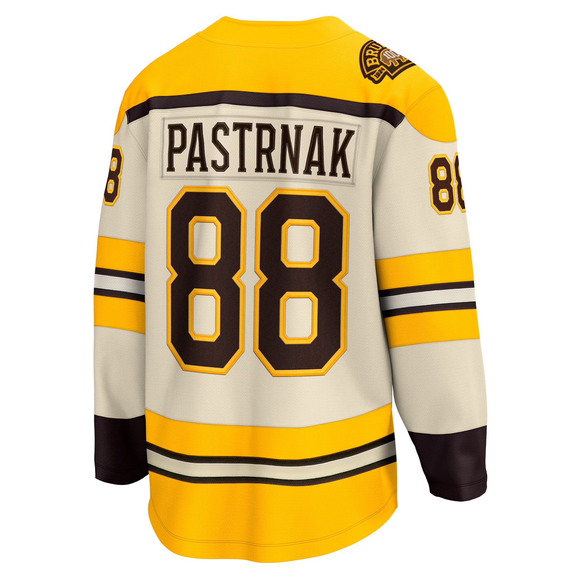 David Pastrnak Boston Bruins Fanatics Branded 100th Anniversary Premier Breakaway Player Jersey - Cream - vstockx