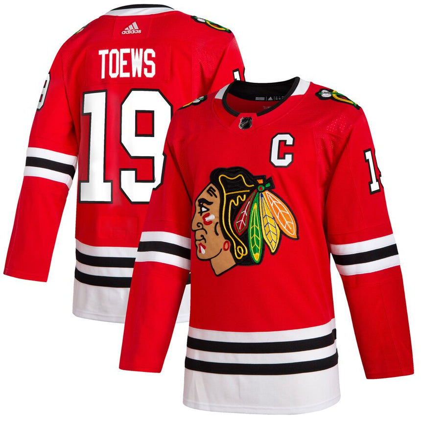 Men's Chicago Blackhawks Jonathan Toews adidas Red Home Authentic Player Jersey (updated collar) - vstockx