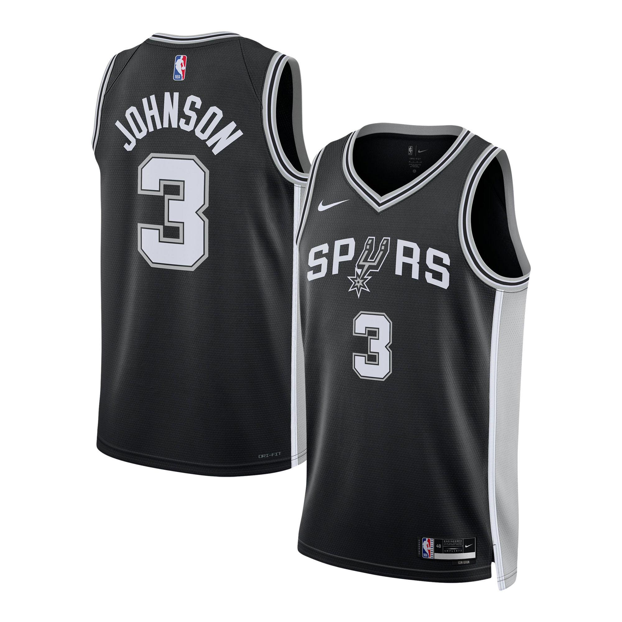 Keldon Johnson San Antonio Spurs Nike Unisex Swingman Jersey - Association Edition - Black - vstockx