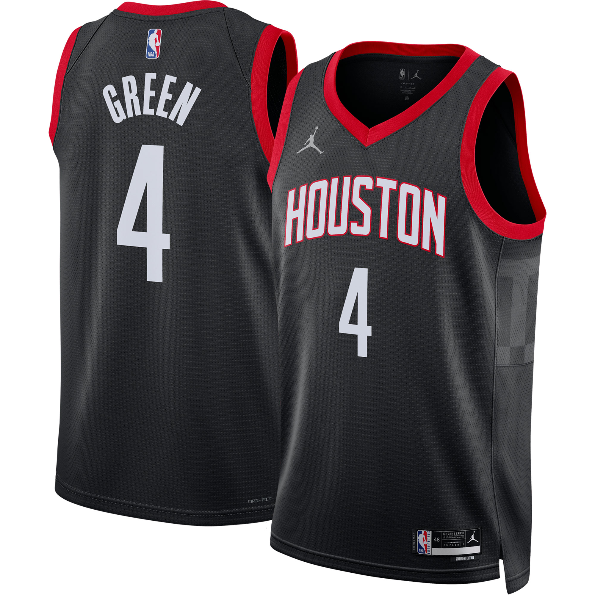 Jalen Green Houston Rockets Jordans Brand Unisex Swingman Jersey - Statement Edition - Black - vstockx