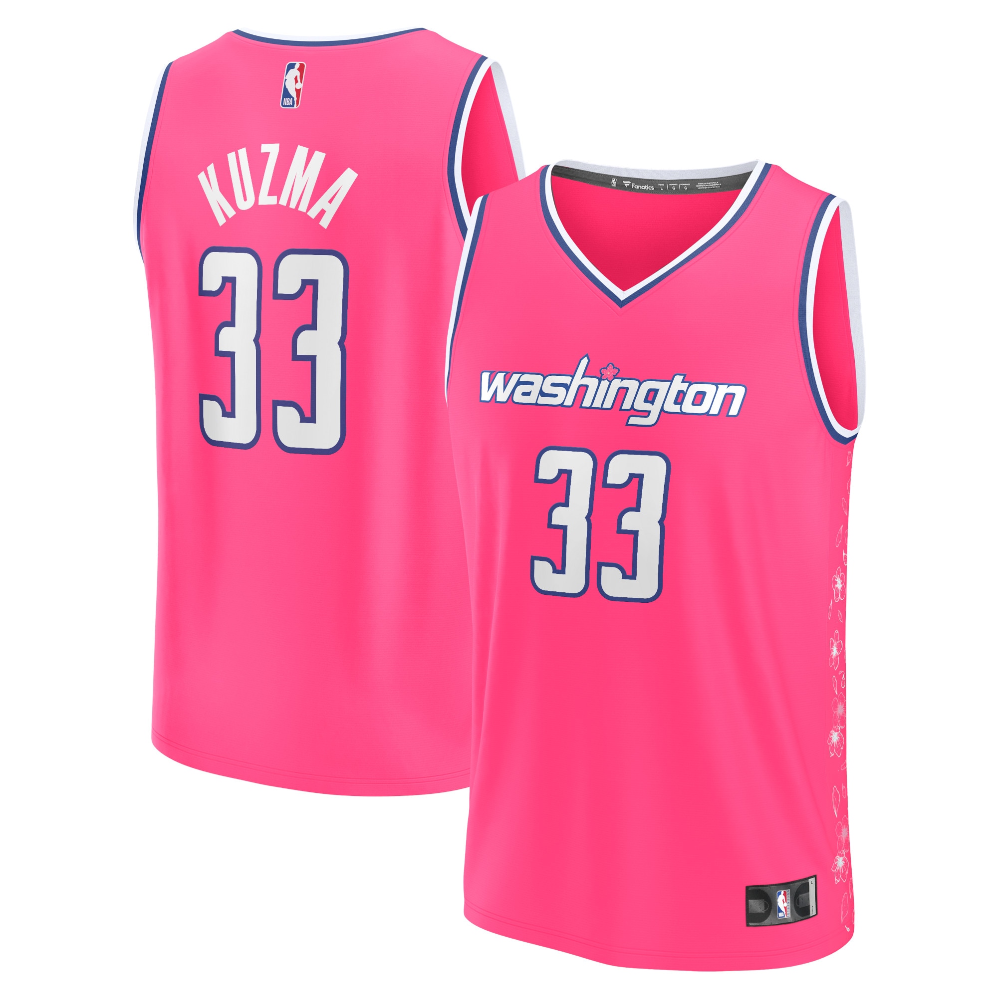 Kyle Kuzma Washington Wizards Fanatics Branded 2022/23 Fastbreak Jersey - City Edition - Pink - vstockx