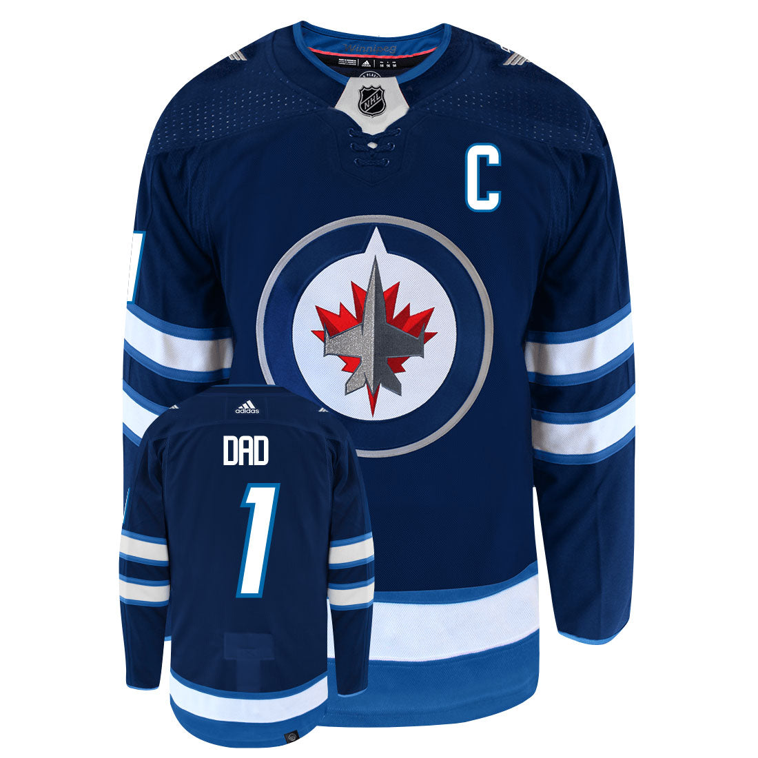 Winnipeg Jets Dad Number One Adidas Primegreen Authentic NHL Hockey Jersey - vstockx