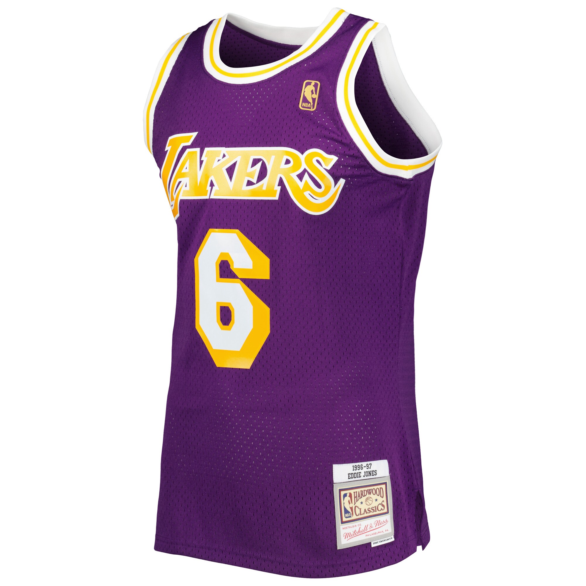 Eddie Jones Los Angeles Lakers Mitchell & Ness Hardwood Classics Swingman Jersey - Purple - vstockx