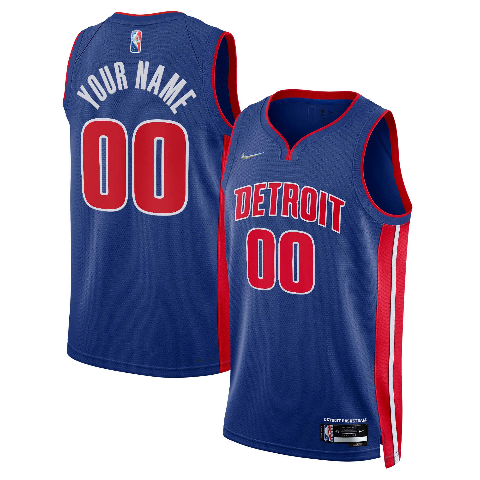 Detroit Pistons Nike 2021/22 Diamond Swingman Custom Jersey - Icon Edition - Blue - vstockx