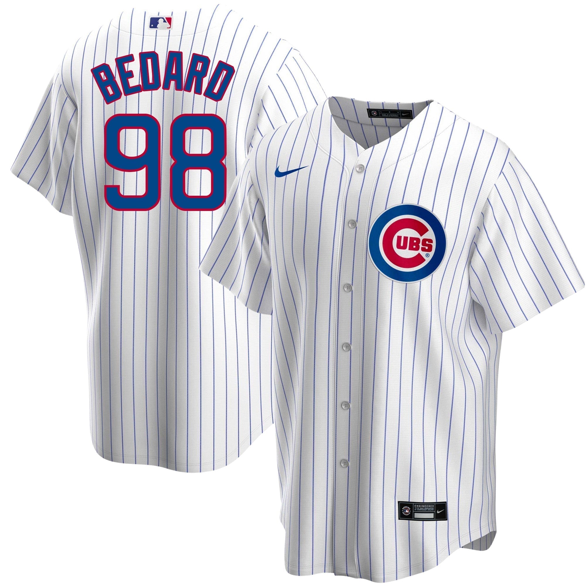 Connor Bedard Chicago Blackhawks Chicago Cubs Crossover Nike Home Pinstripe Men's Replica Jersey - vstockx