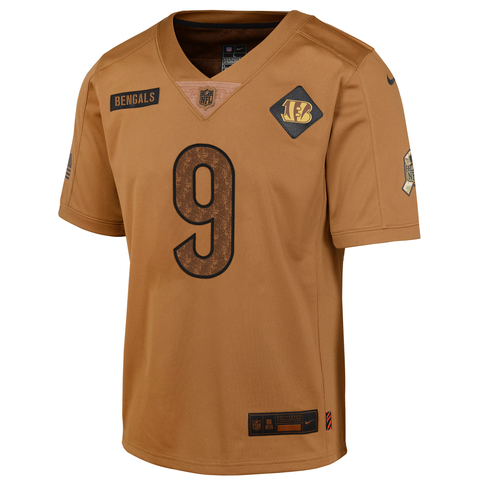 Joe Burrow Cincinnati Bengals Nike Youth 2023 Salute To Service Limited Jersey - Brown - vstockx