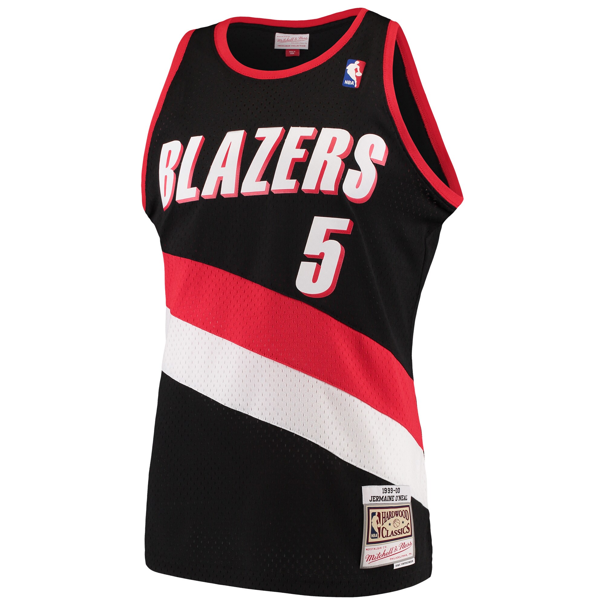 Jermaine O'Neal Portland Trail Blazers Mitchell & Ness Hardwood Classics Swingman Jersey - Black - vstockx