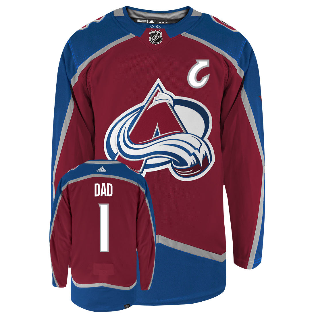 Colorado Avalanche Dad Number One Adidas Primegreen Authentic NHL Hockey Jersey - vstockx